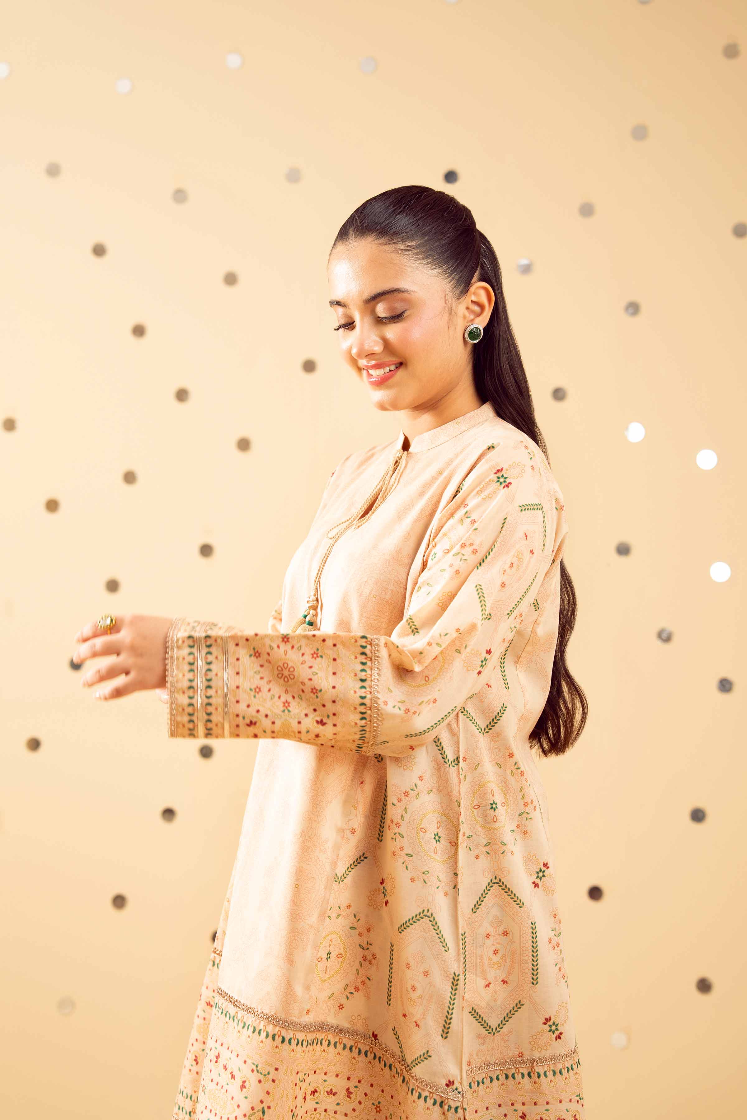 NishatUK - Beige Printed Lawn 2-piece ready to wear Dress