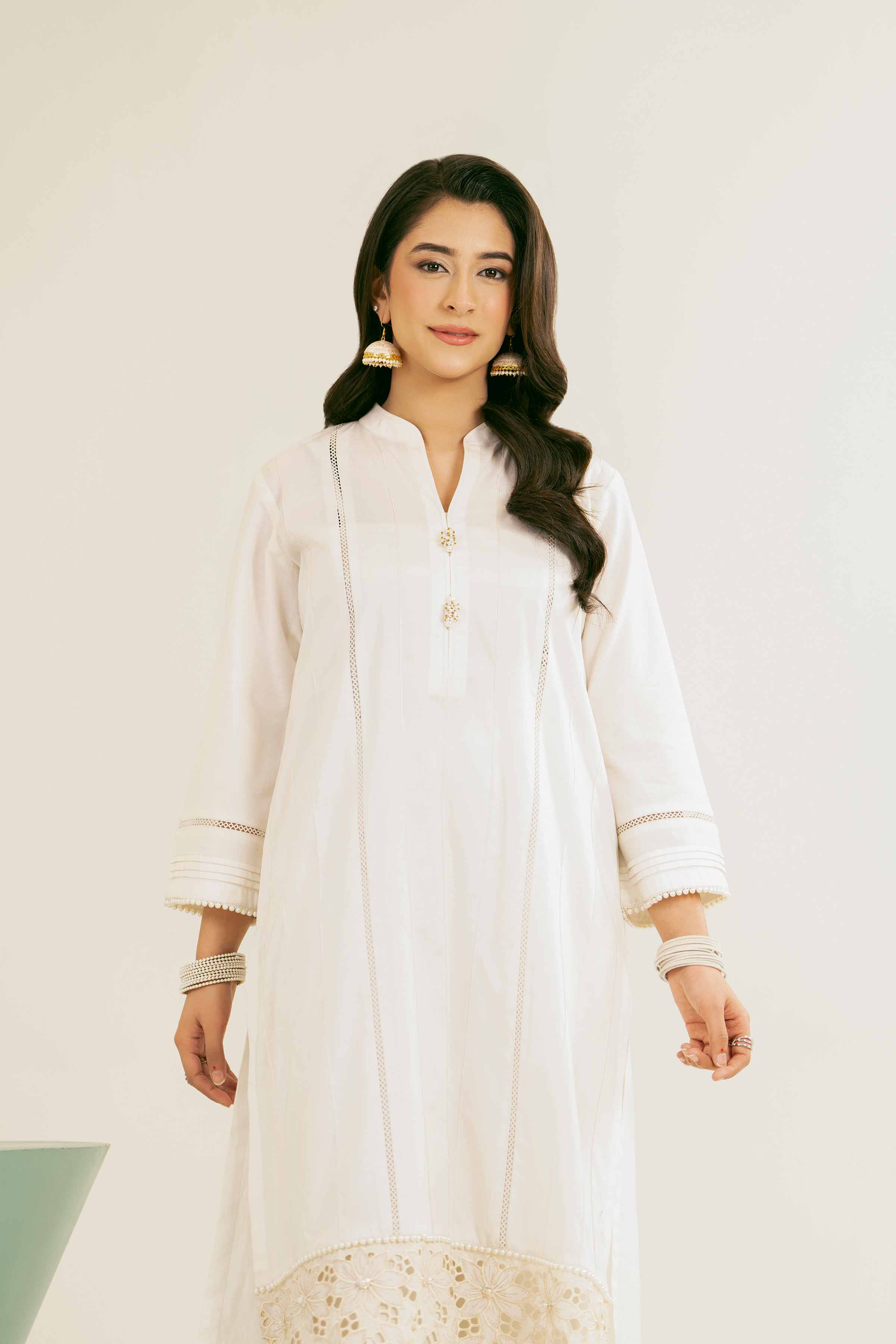NishatUK - White Embroidered Cambric 1-piece ready to wear Shirt