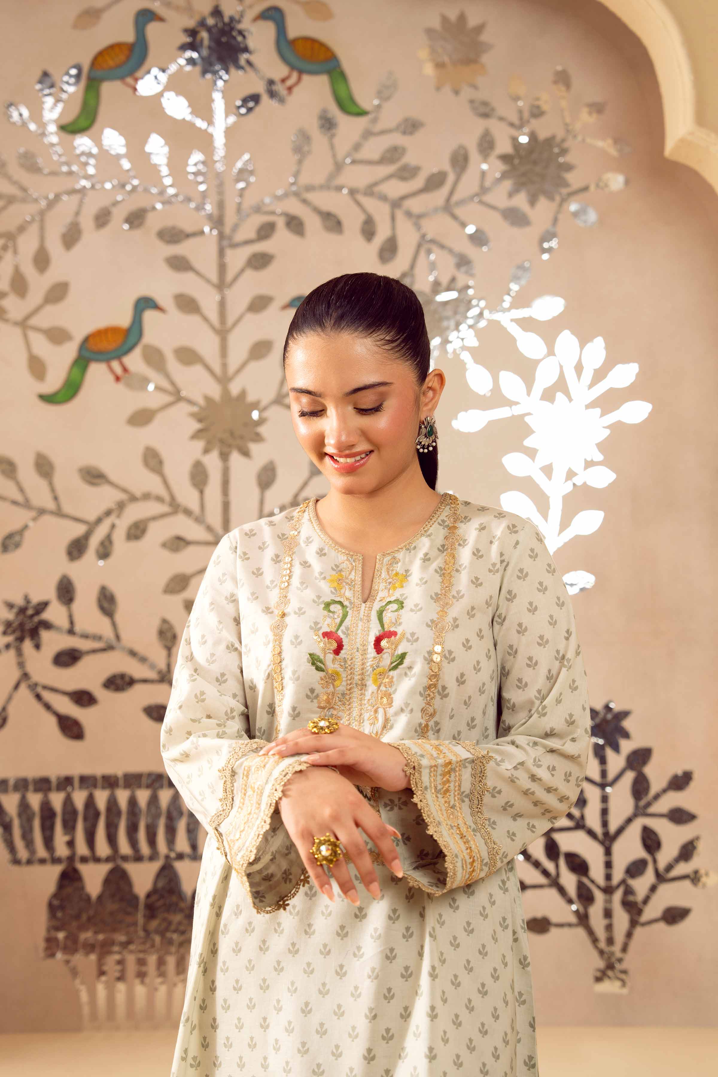 NishatUK - French Grey Embroidered Lawn 2-piece ready to wear Dress