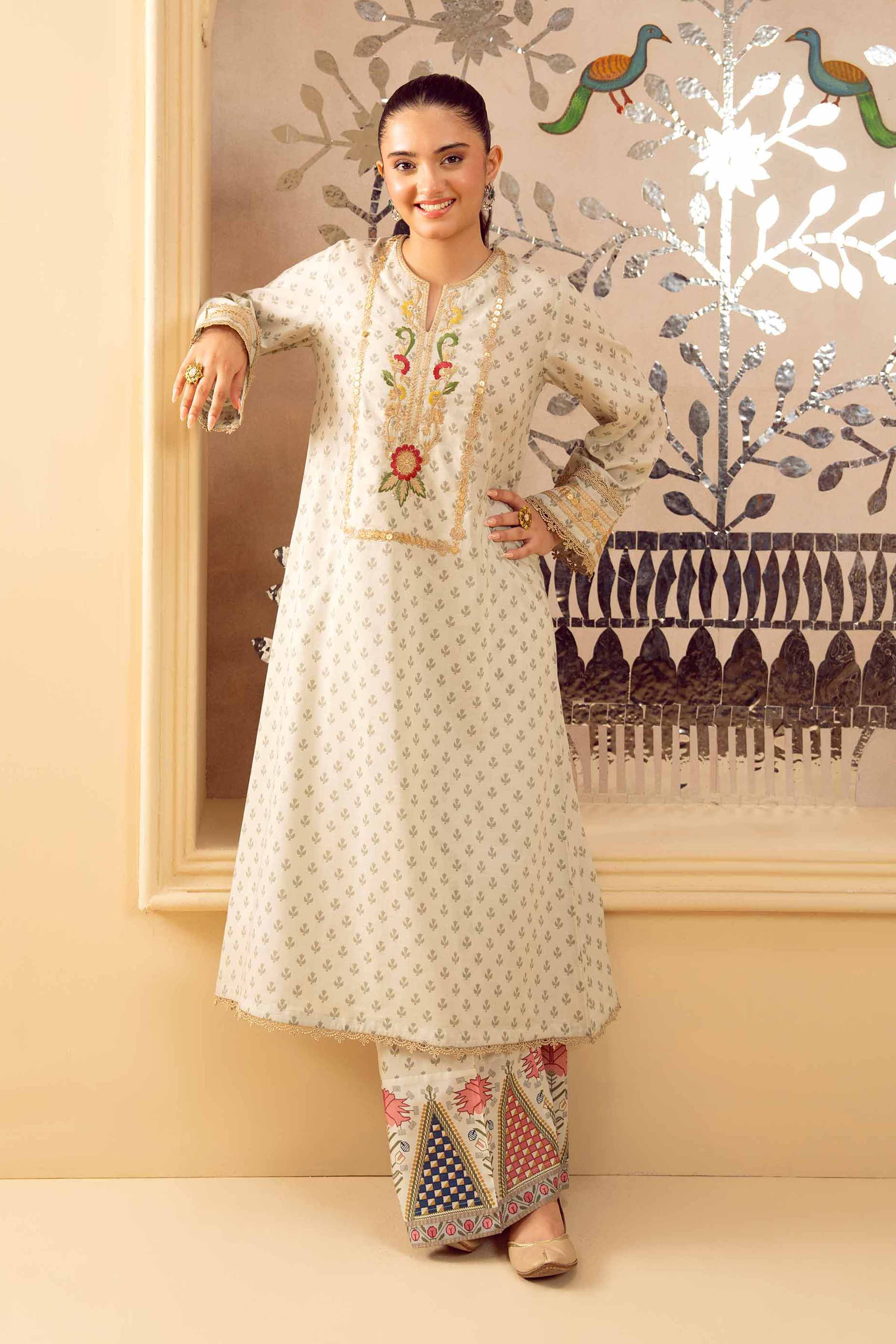 NishatUK - French Grey Embroidered Lawn 2-piece ready to wear Dress