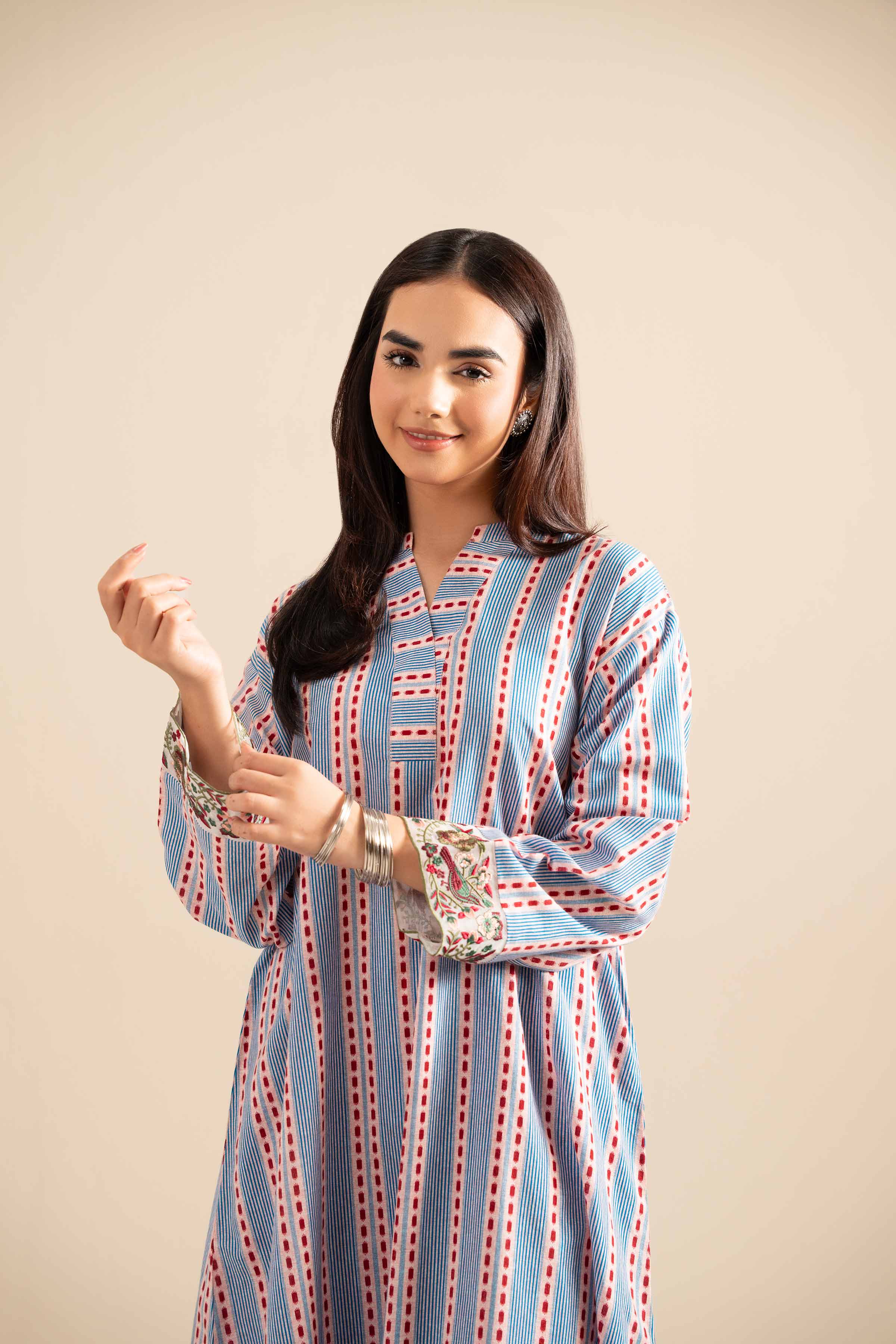 NishatUK - Pink Embroidered Cotton 2-piece ready to wear Dress