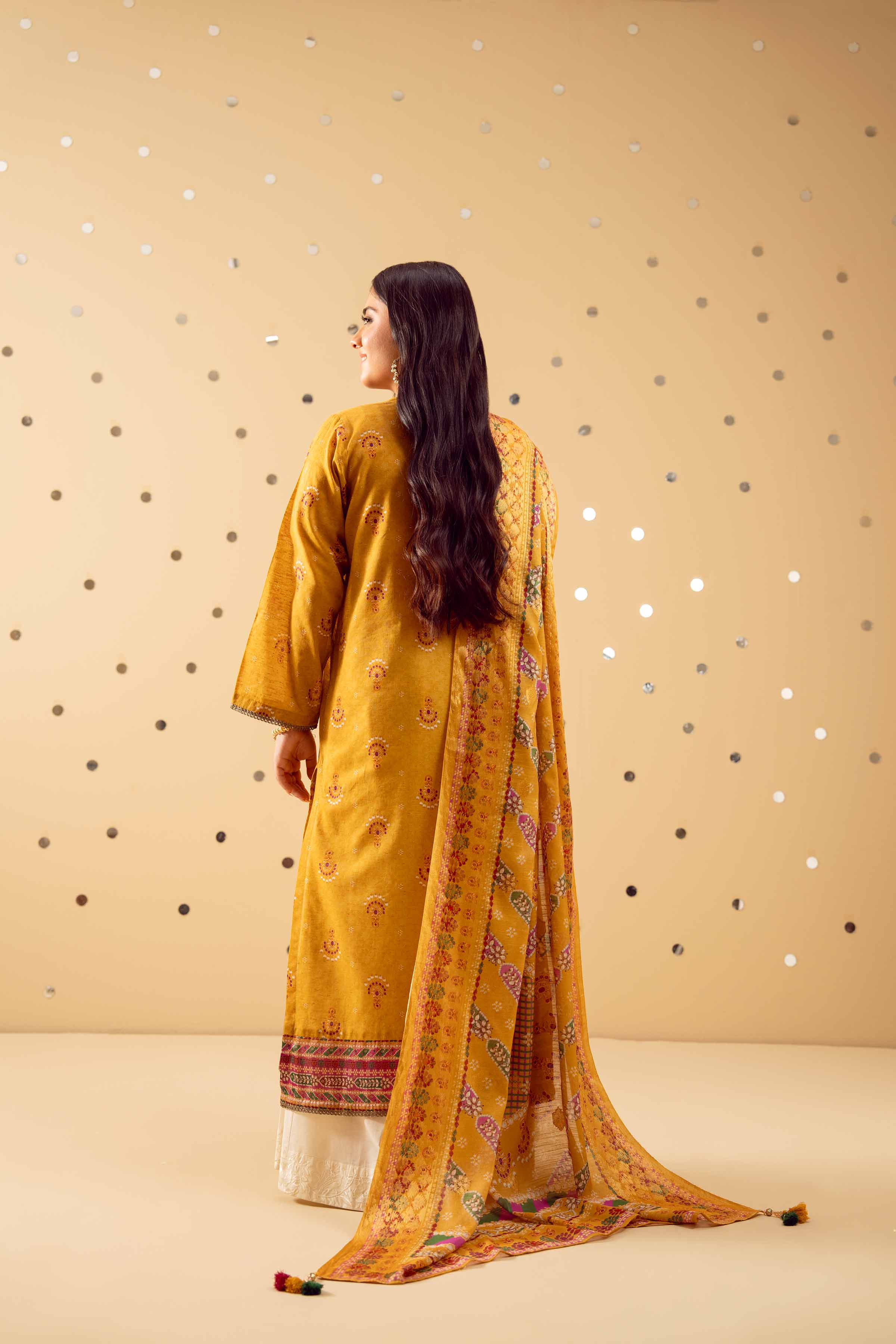 NishatUK - Mustard Embroidered Jacquard 2-piece ready to wear Dress