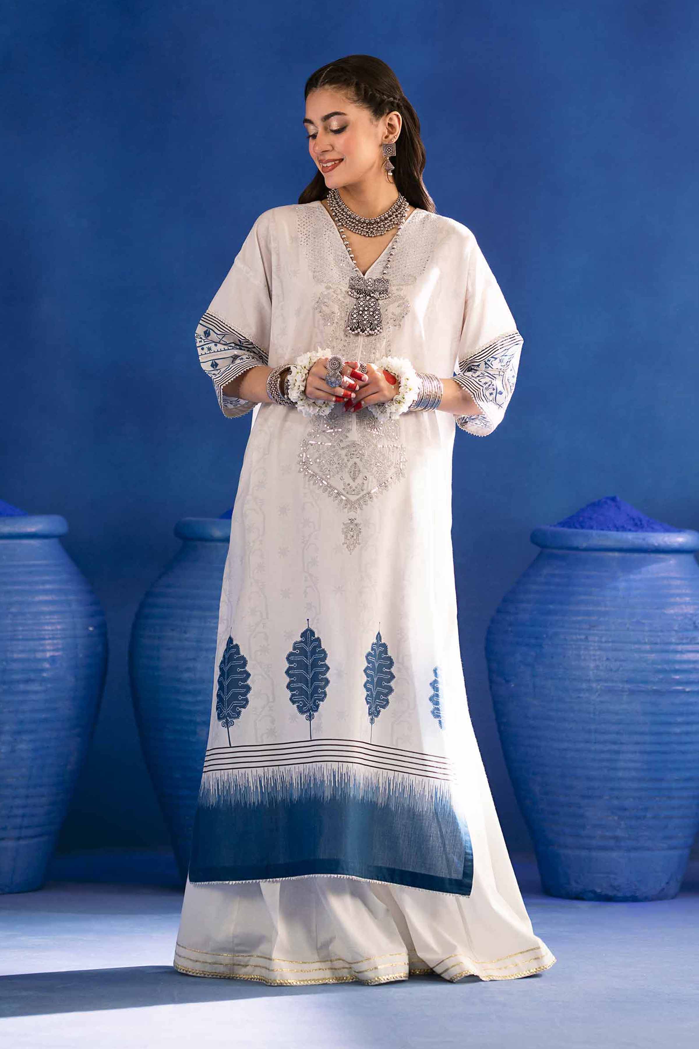 NishatUK - Blue Embroidered Lawn 1-piece ready to wear Shirt