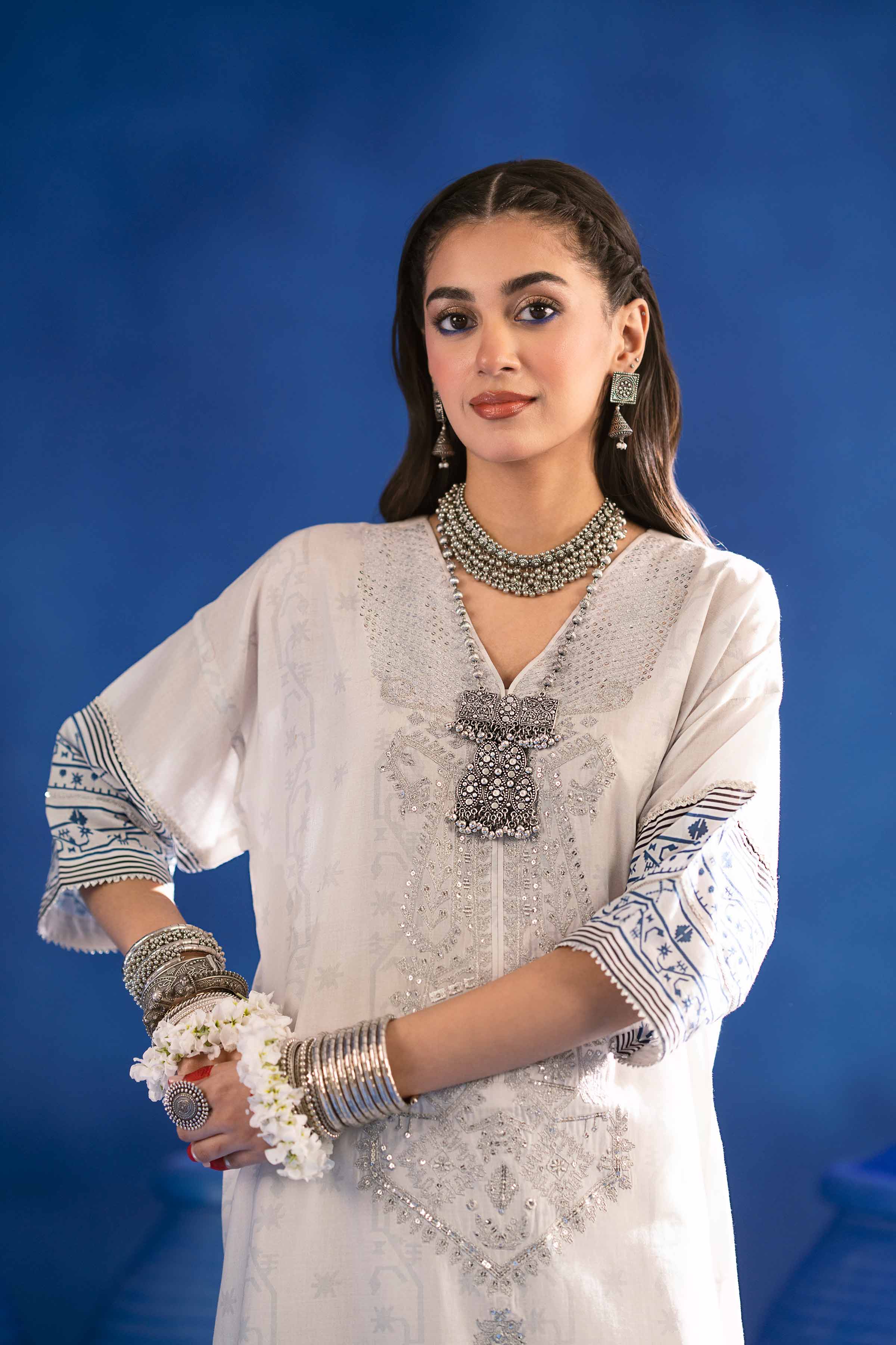NishatUK - Blue Embroidered Lawn 1-piece ready to wear Shirt