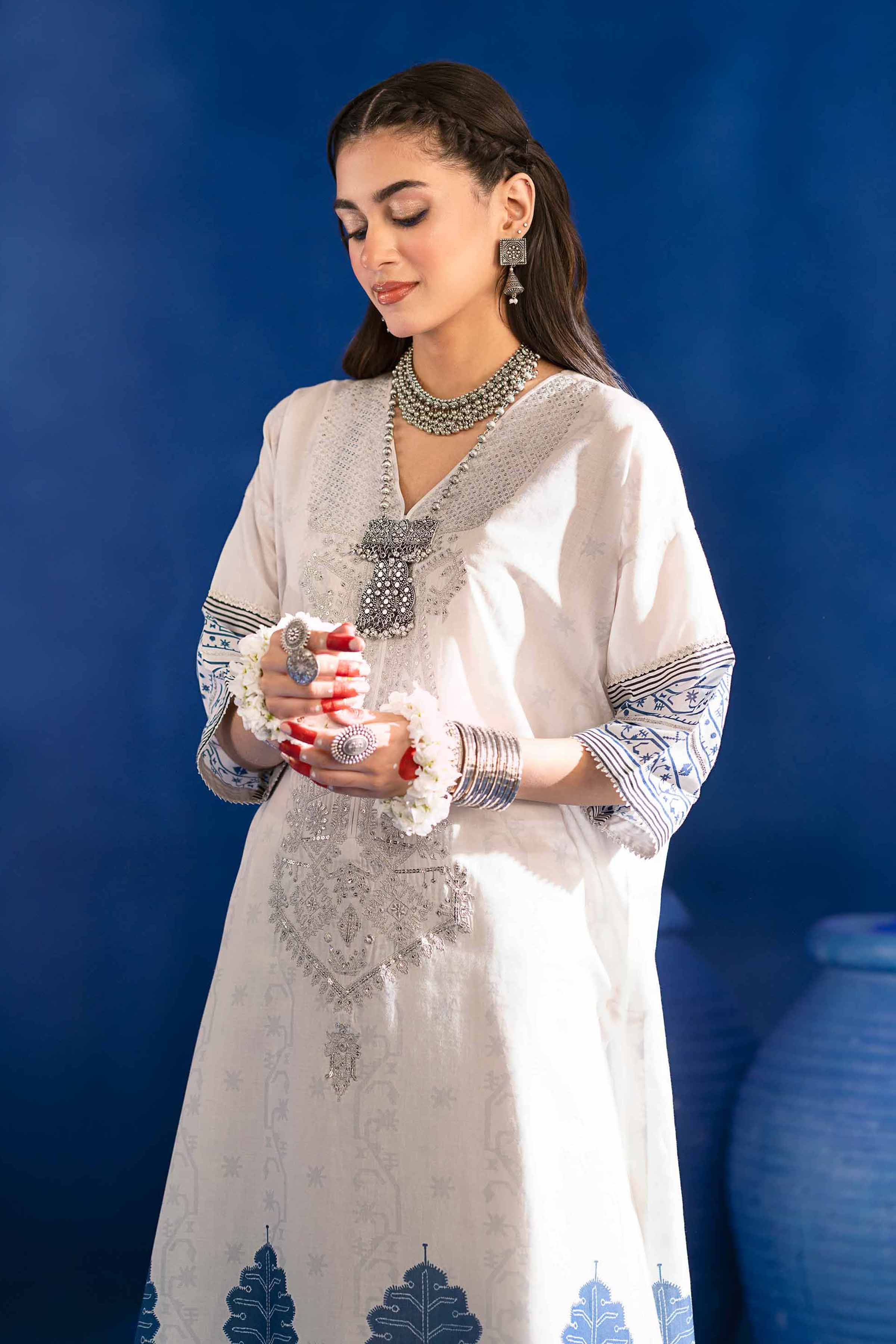 NishatUK - Blue Embroidered Lawn 1-piece ready to wear Shirt