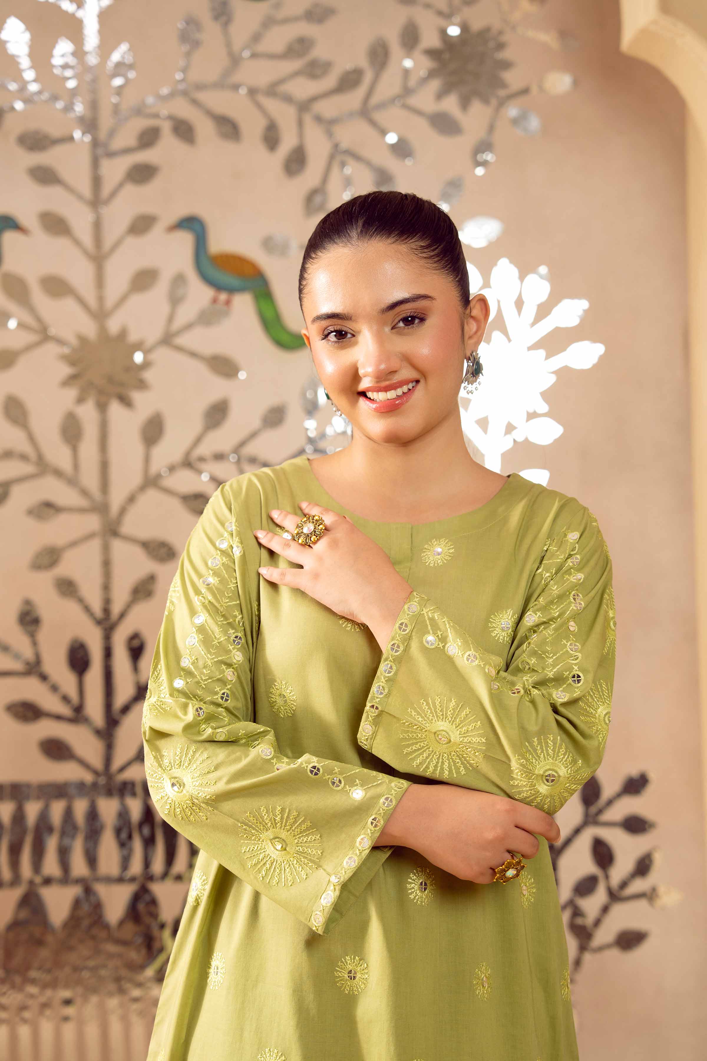NishatUK - Green Embroidered Cambric 2-piece ready to wear Dress