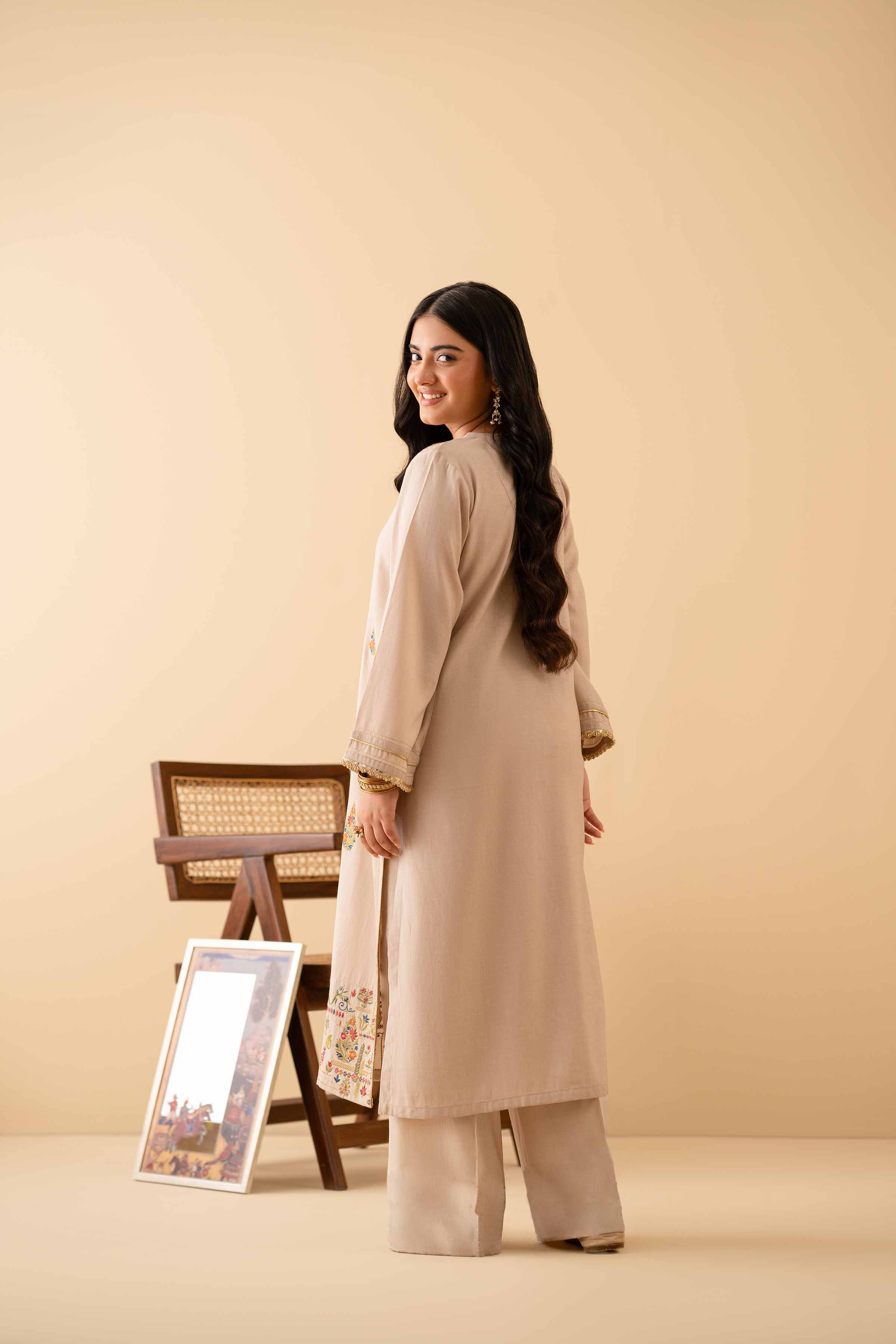 NishatUK - Beige Embroidered Cotton 1-piece ready to wear Shirt