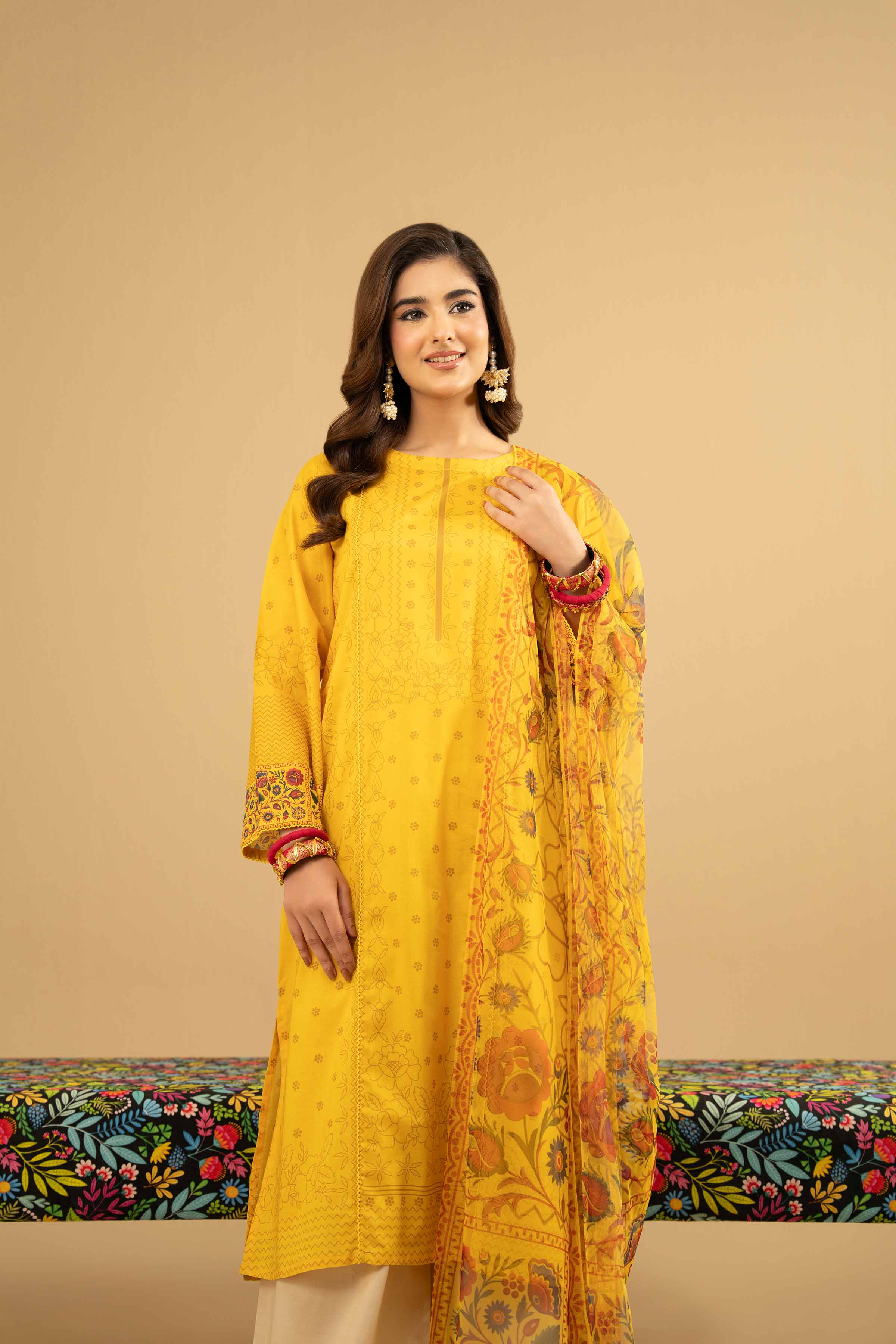 NishatUK - Yellow Printed Lawn 2-piece ready to wear Dress