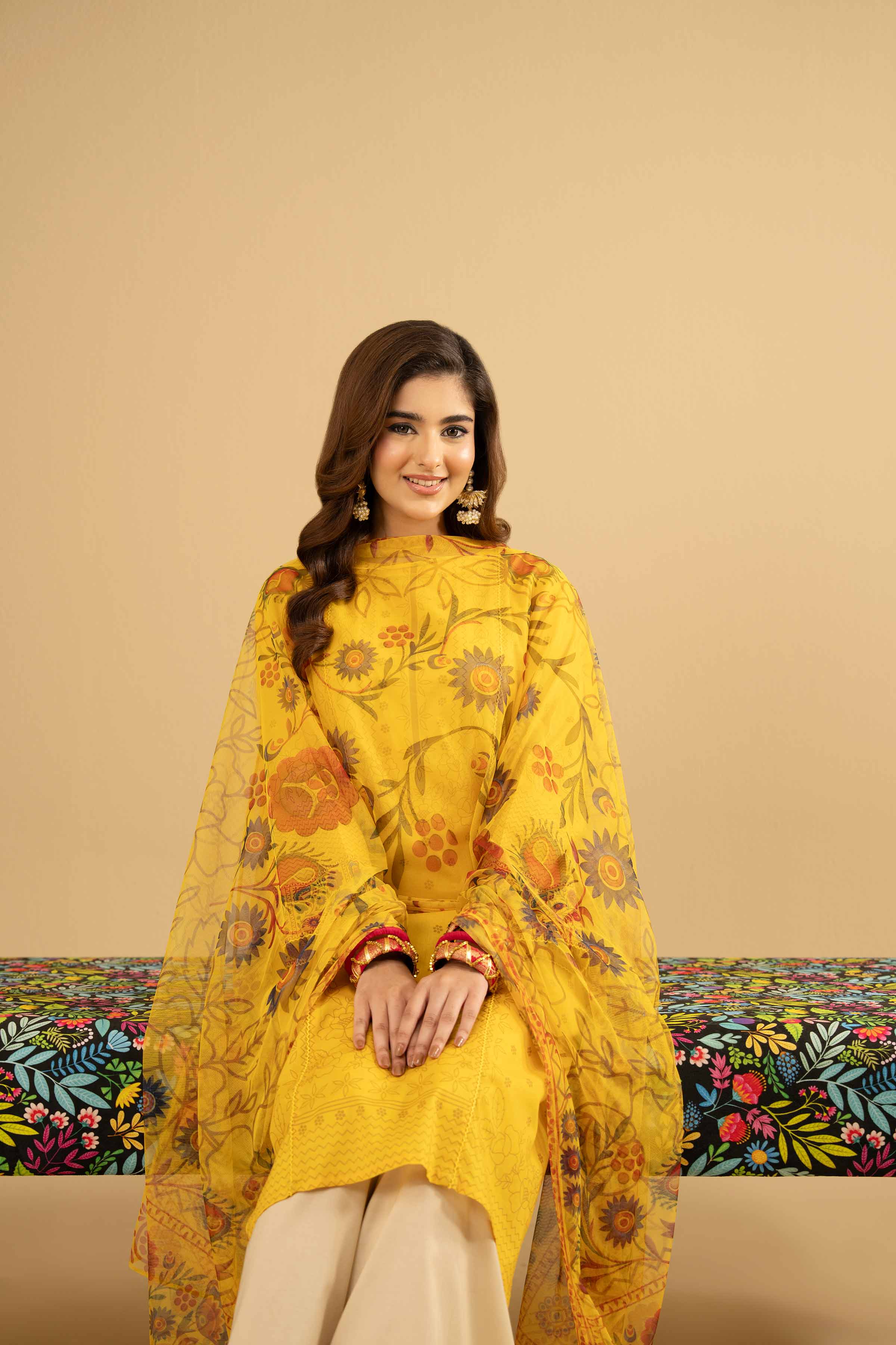 NishatUK - Yellow Printed Lawn 2-piece ready to wear Dress