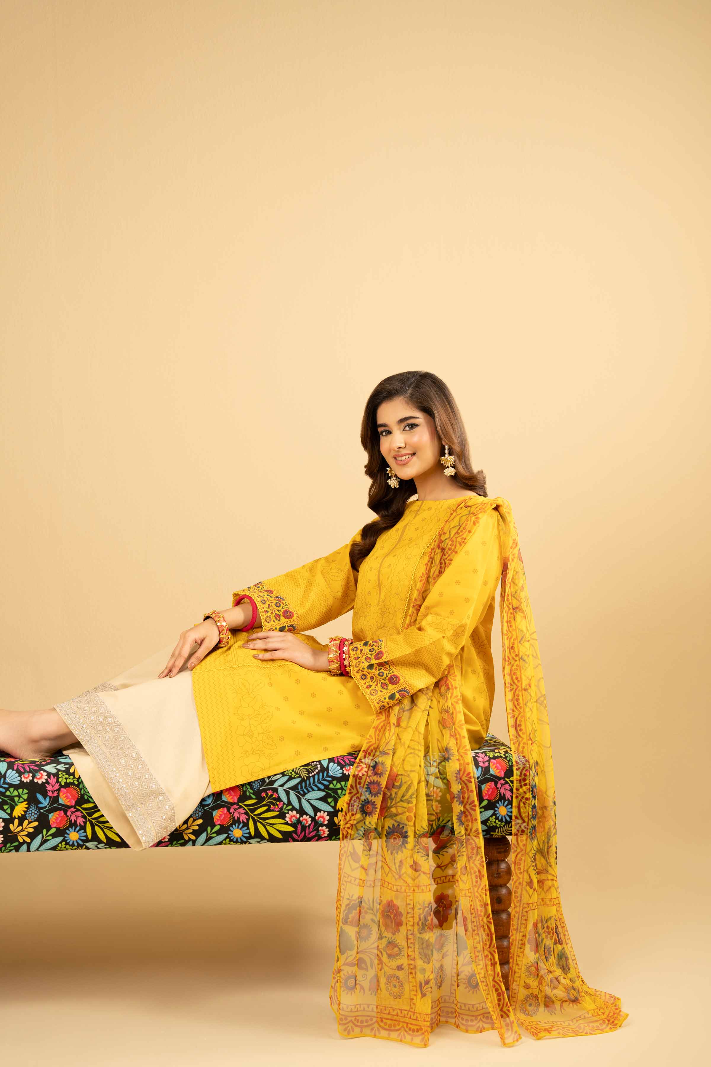 NishatUK - Yellow Printed Lawn 2-piece ready to wear Dress