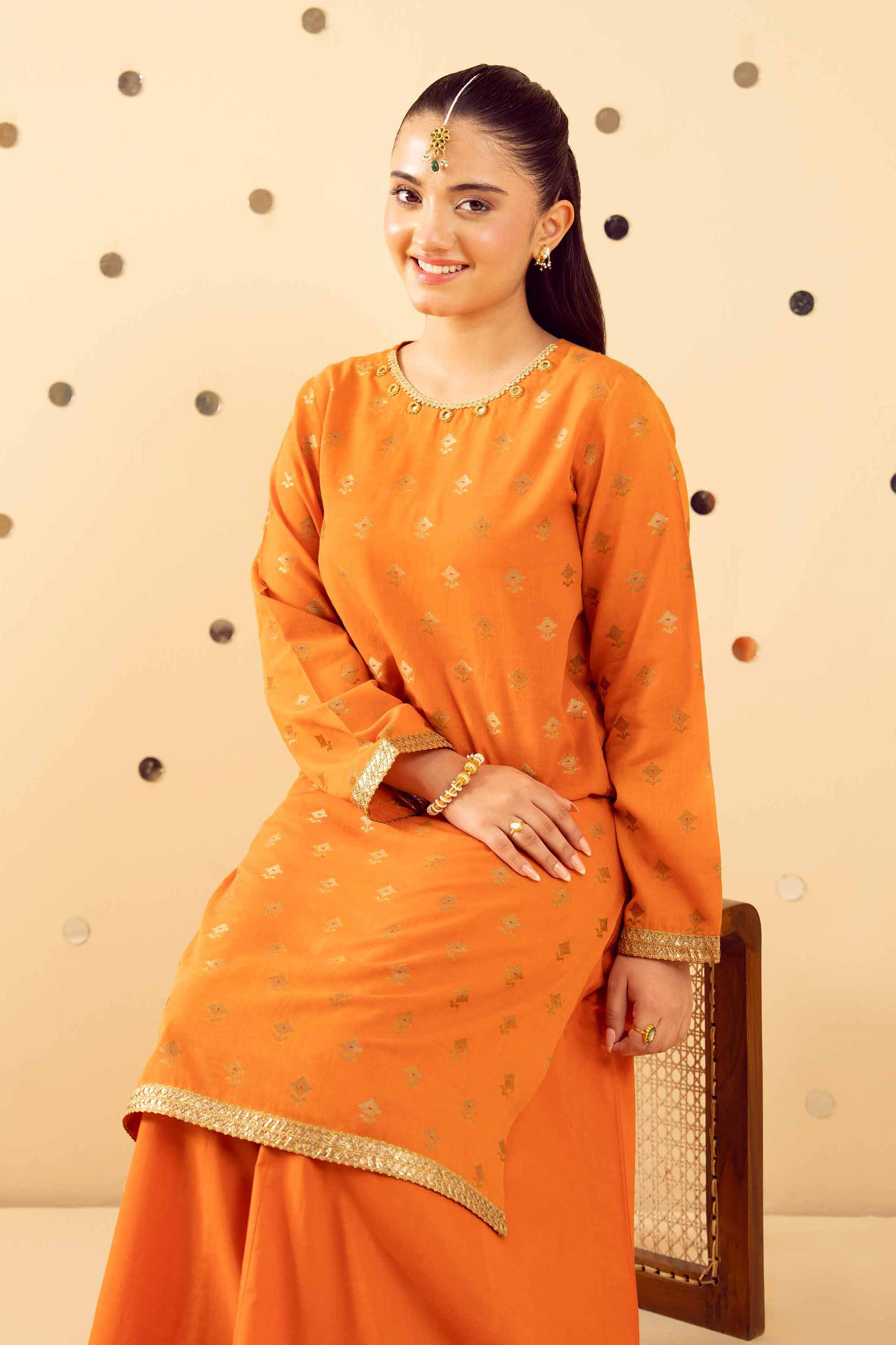 NishatUK - Orange Solids Jacquard 2-piece ready to wear Dress