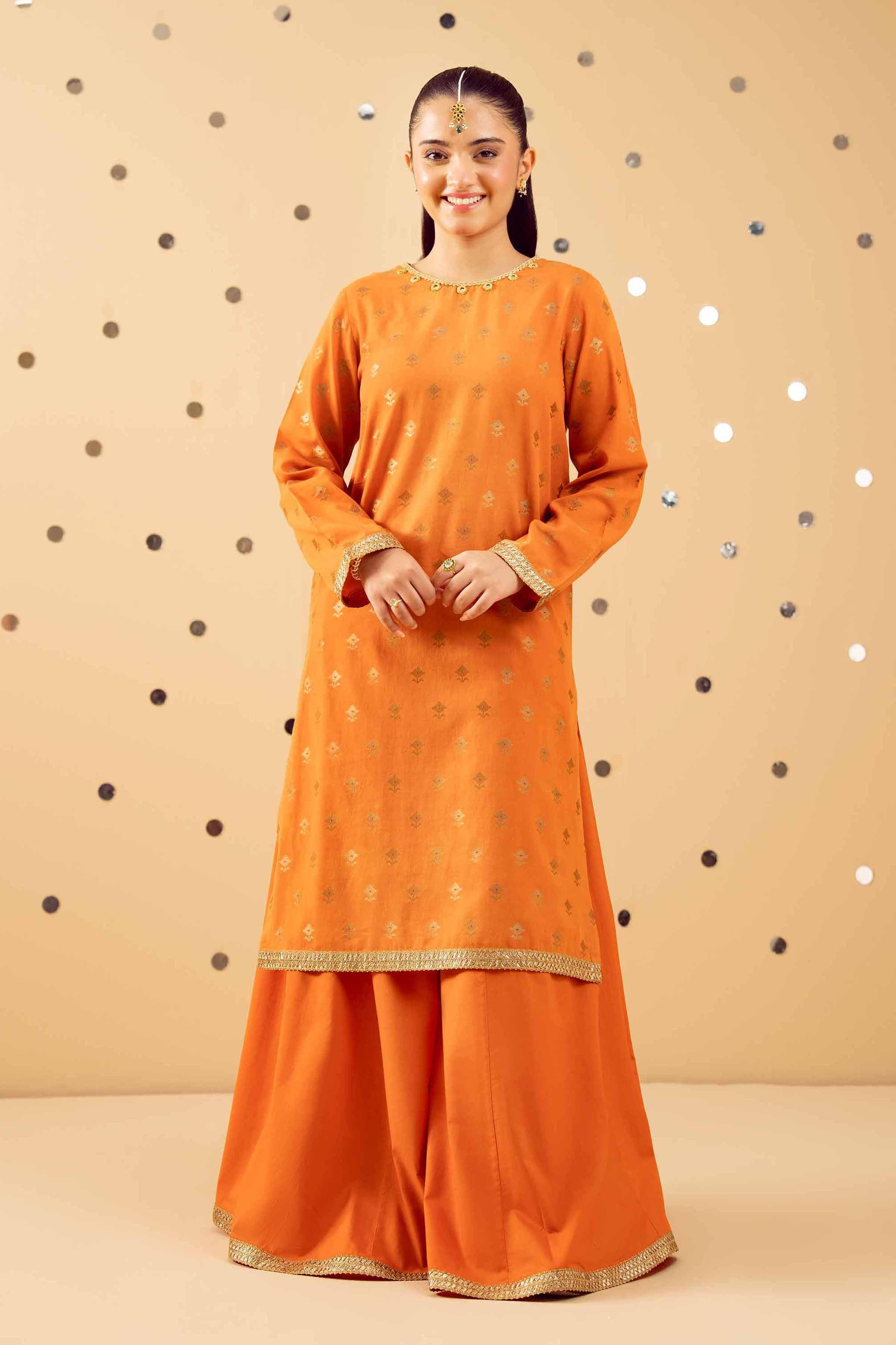 NishatUK - Orange Solids Jacquard 2-piece ready to wear Dress