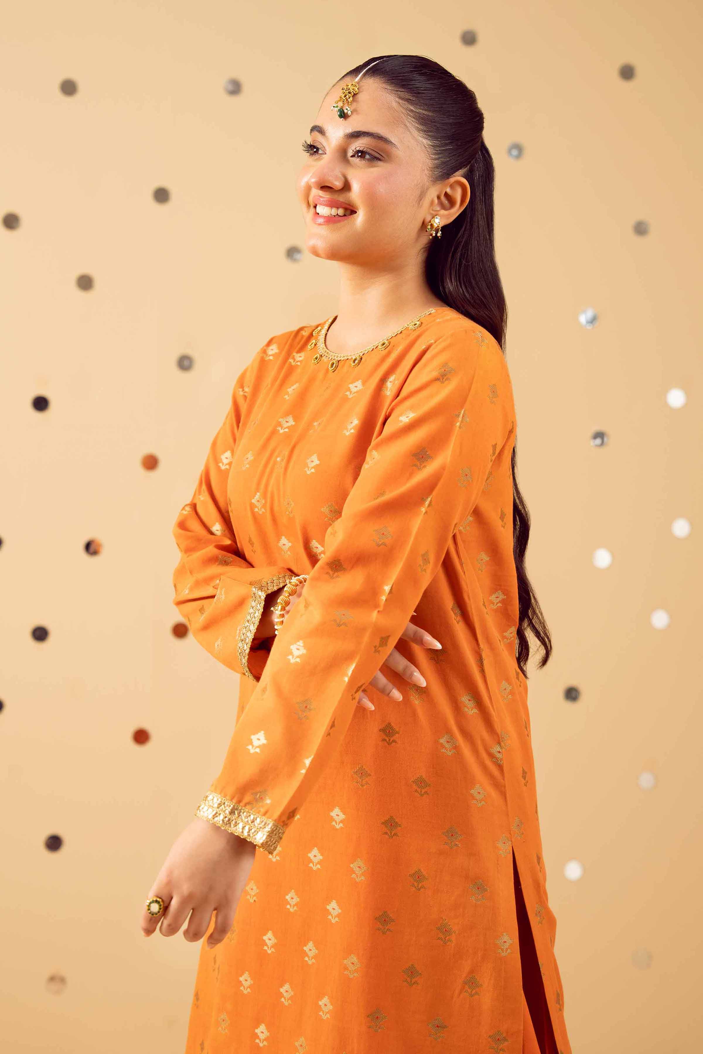 NishatUK - Orange Solids Jacquard 2-piece ready to wear Dress