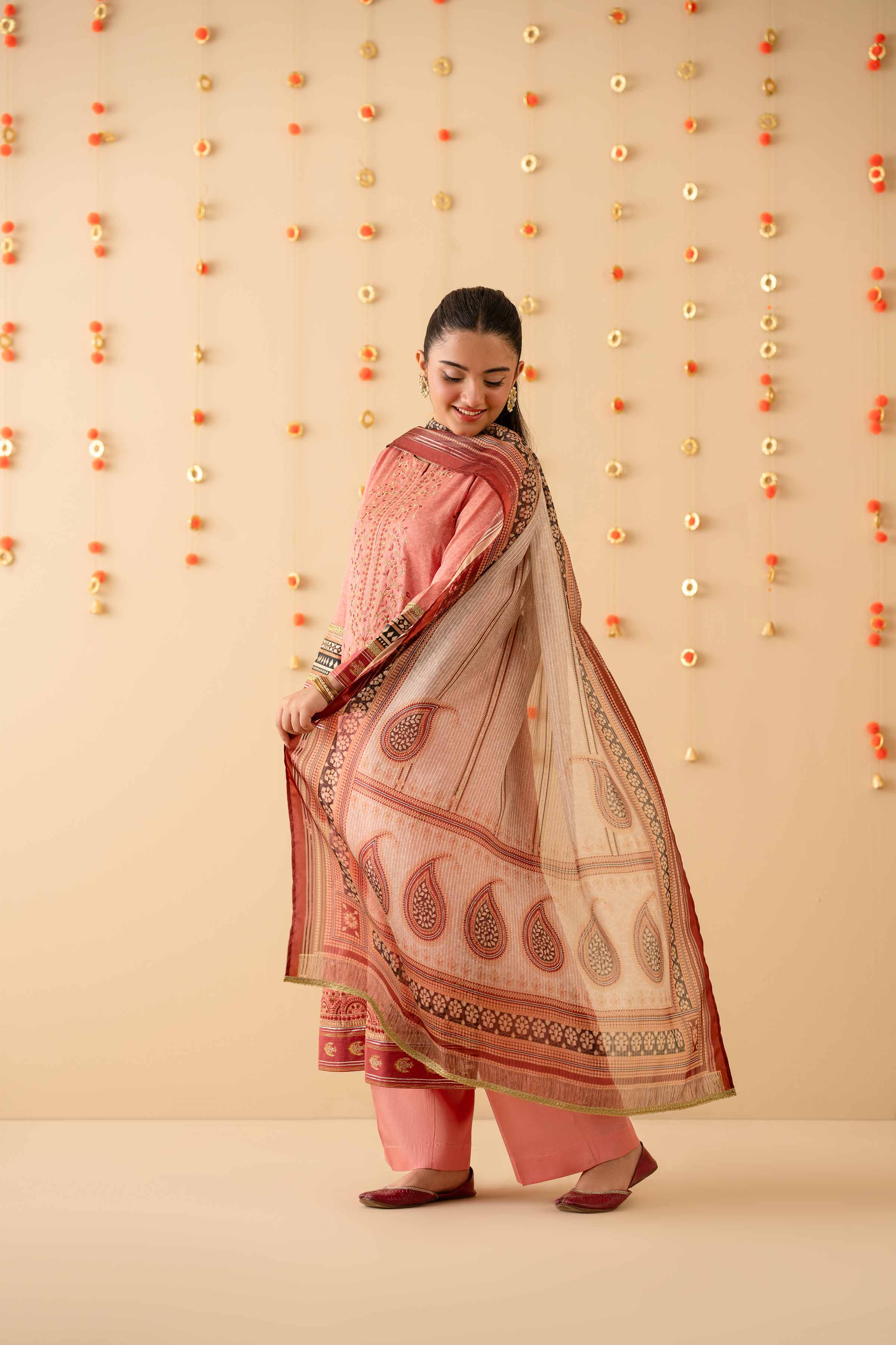 NishatUK - Pink Embroidered Satin 3-piece ready to wear Suit