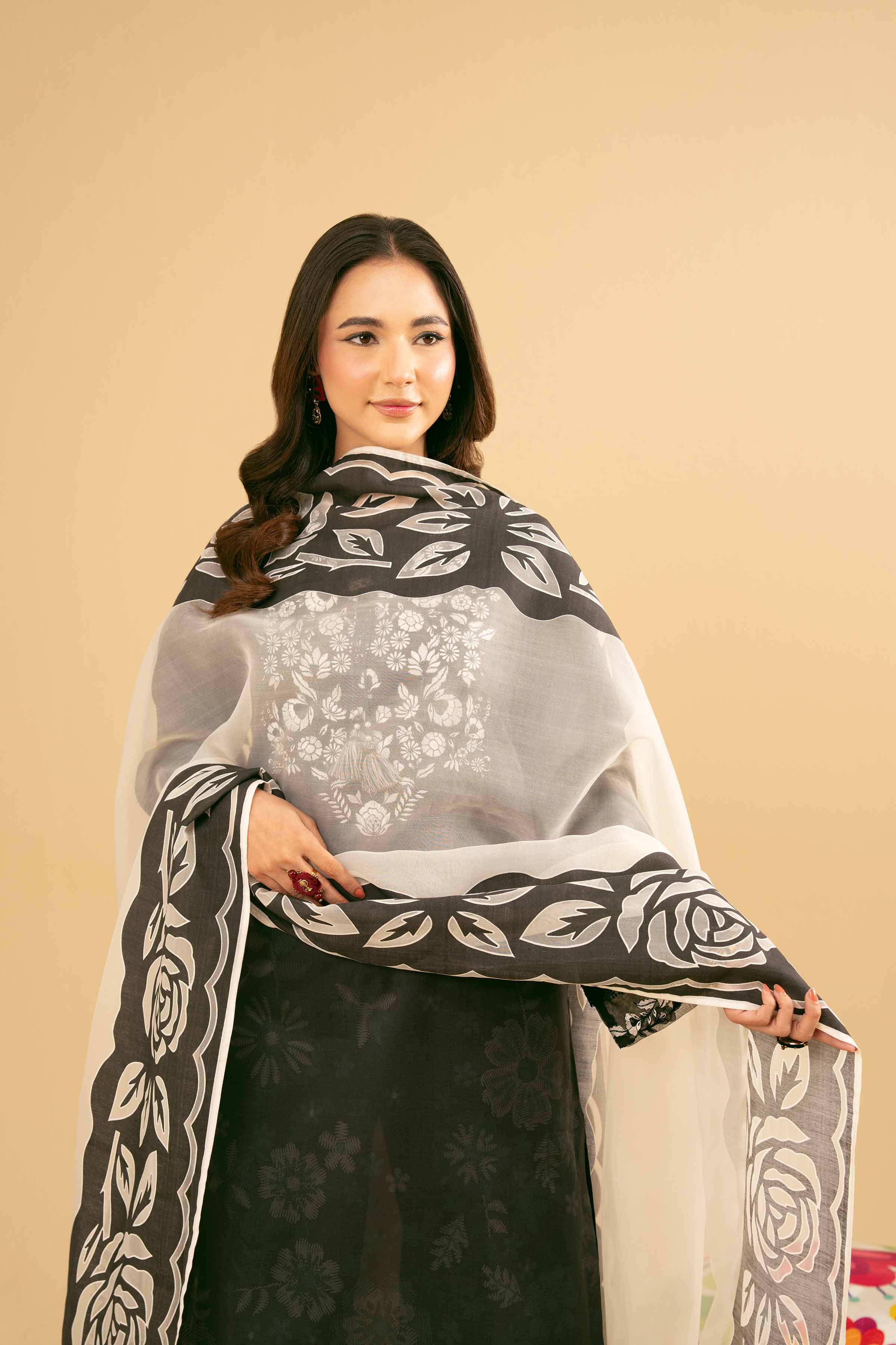 NishatUK - Black Embroidered Lawn 2-piece ready to wear Dress