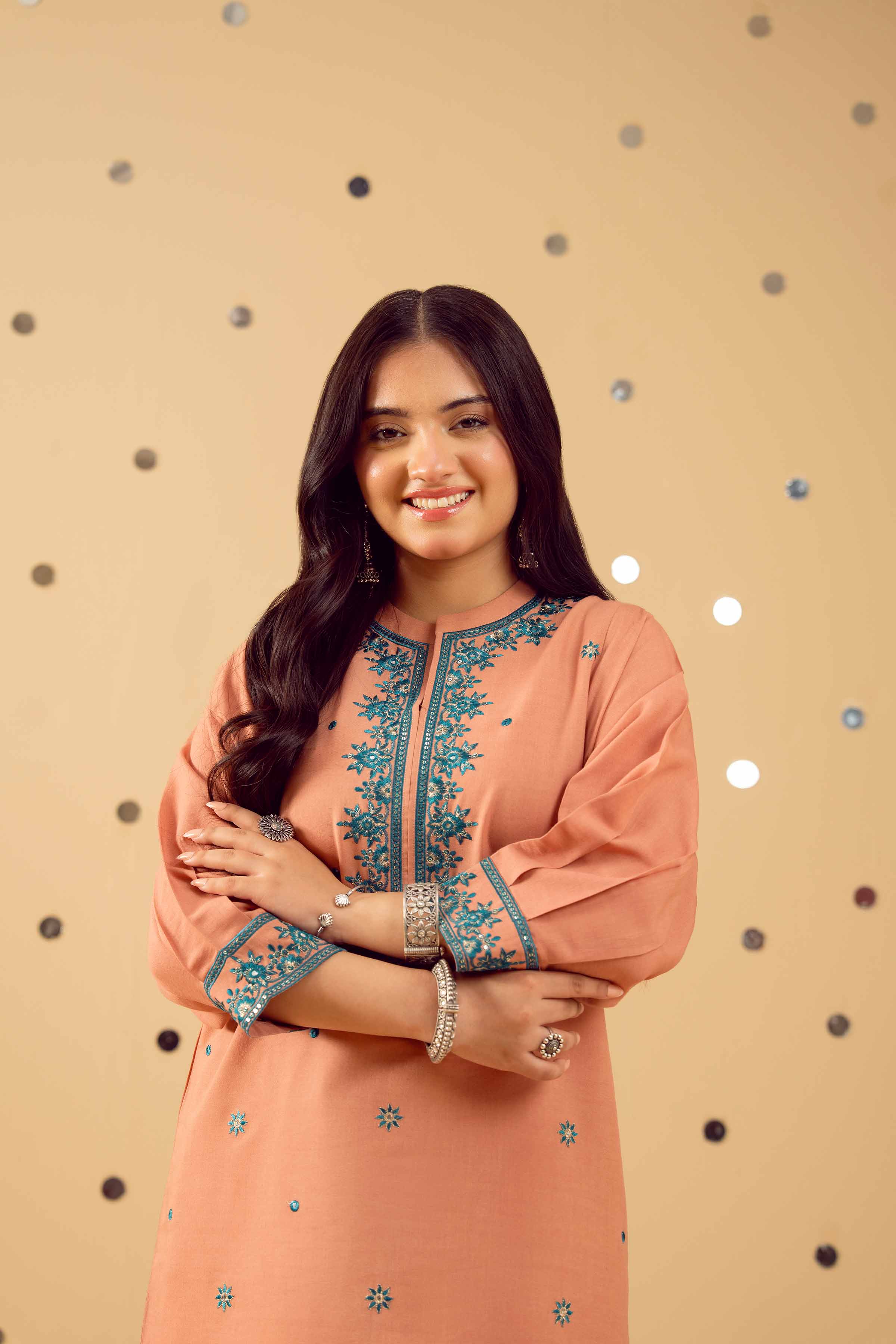 NishatUK - Peach Embroidered Cotton 1-piece ready to wear Shirt