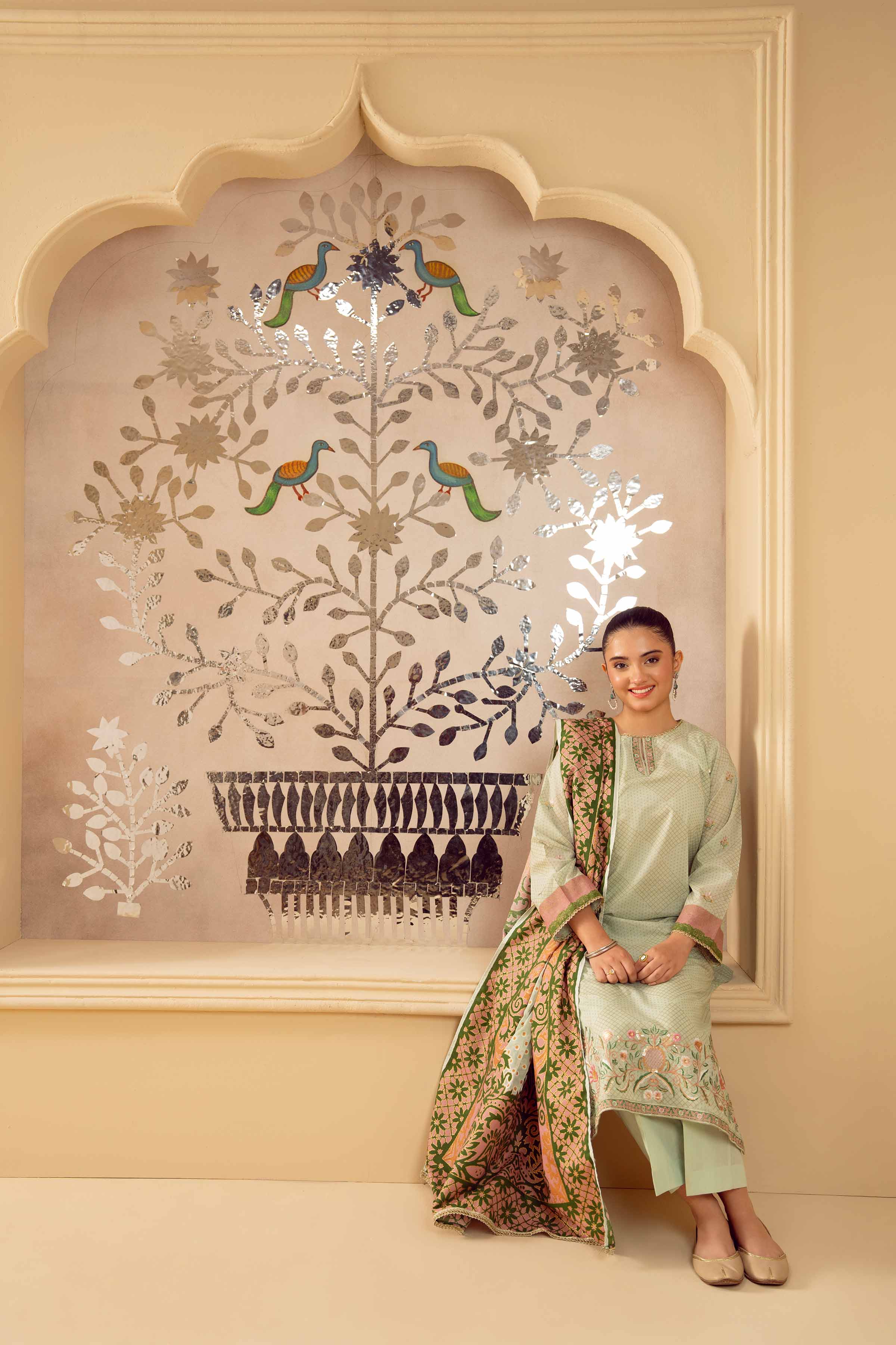 NishatUK - Mint Embroidered Lawn 3-piece ready to wear Suit