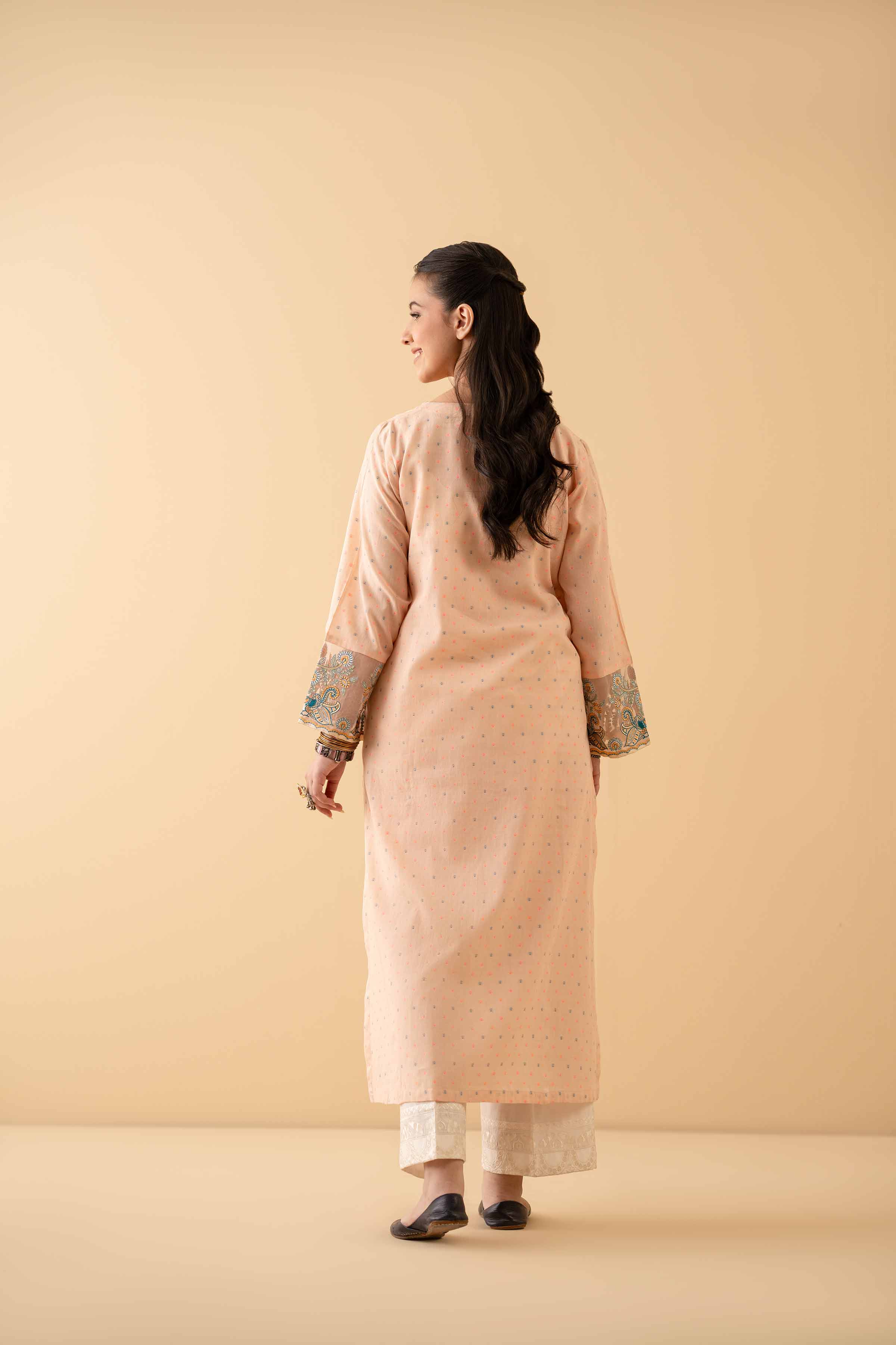 NishatUK - Peach Embroidered Jacquard 1-piece ready to wear Shirt