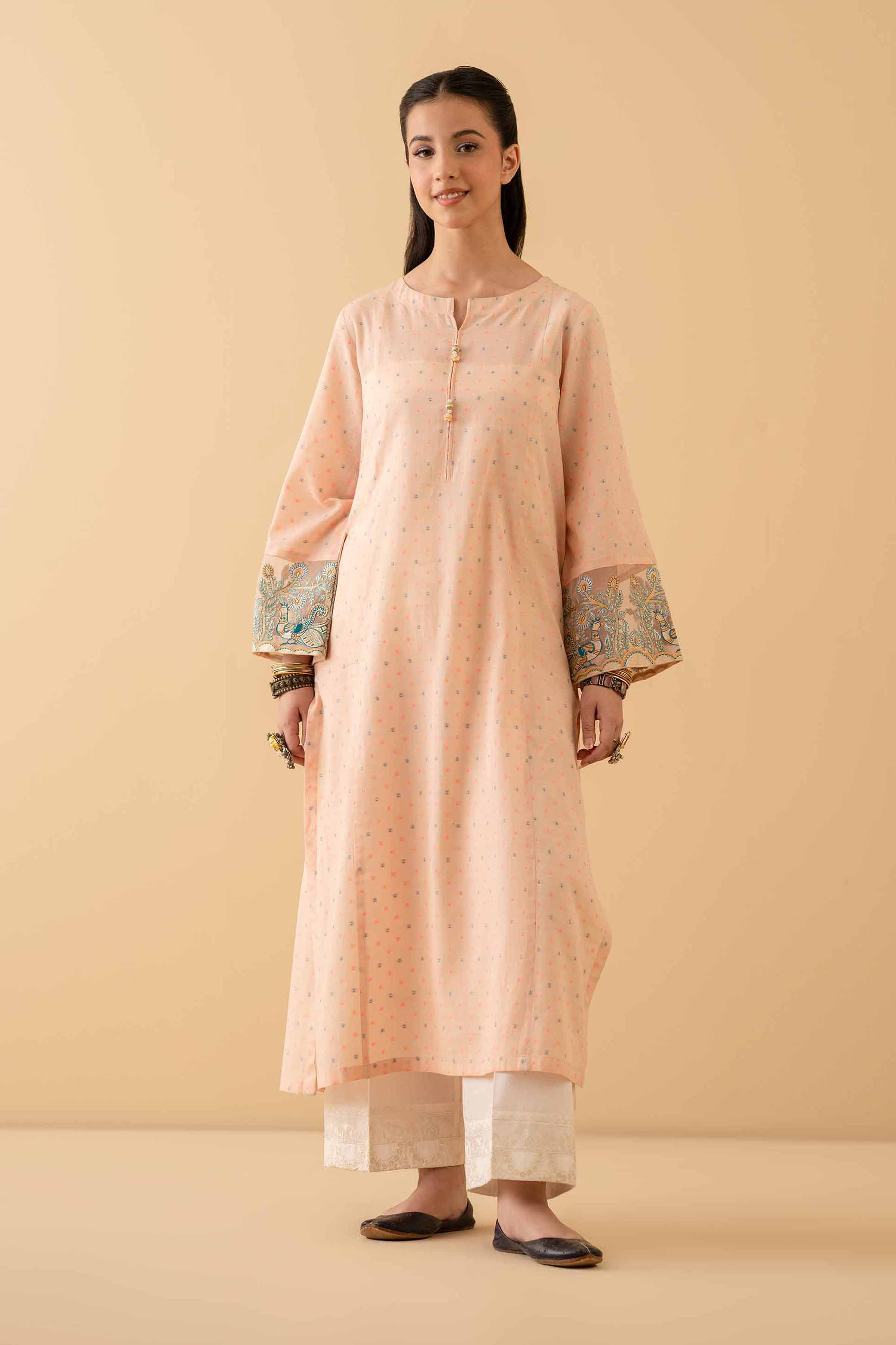 NishatUK - Peach Embroidered Jacquard 1-piece ready to wear Shirt