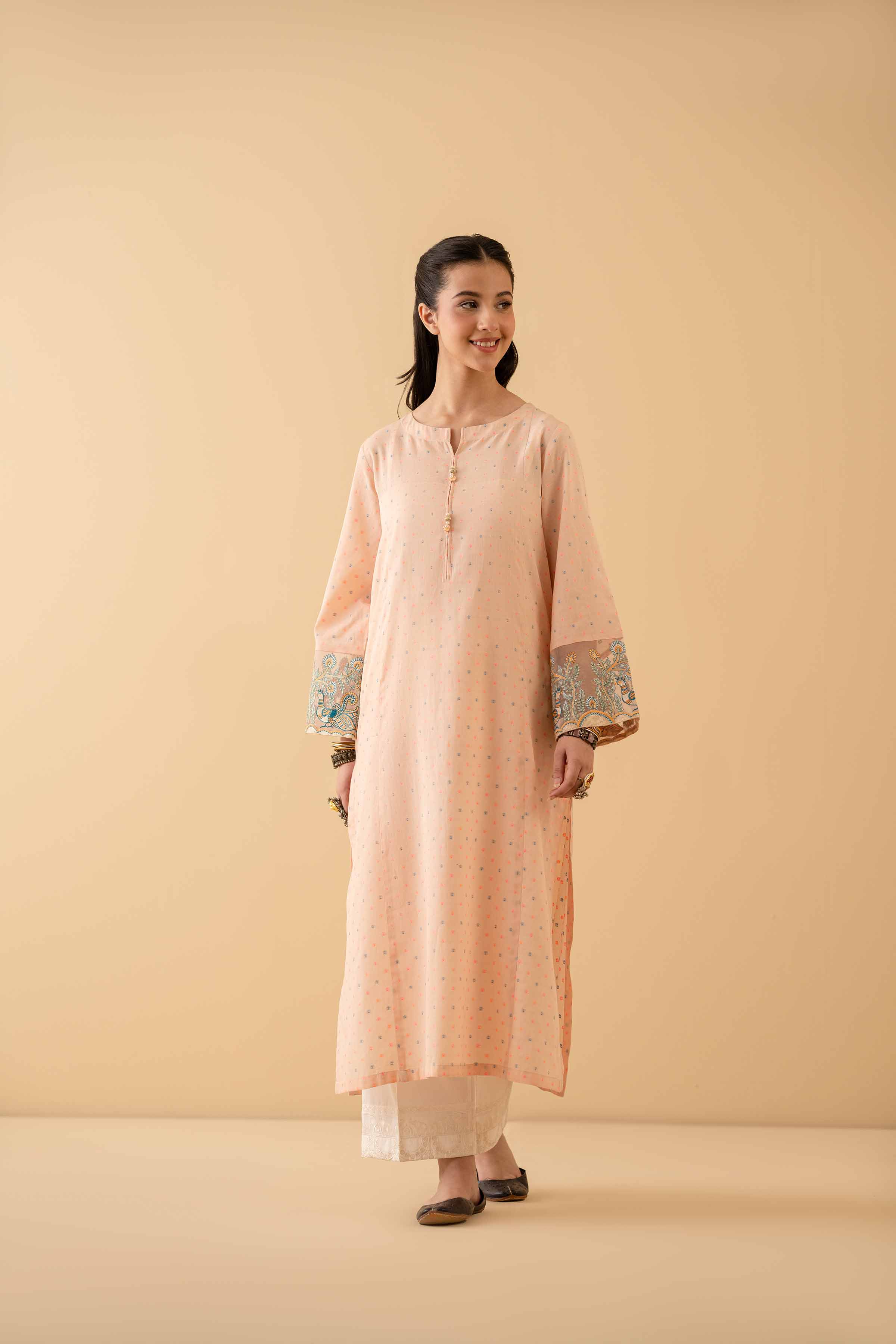 NishatUK - Peach Embroidered Jacquard 1-piece ready to wear Shirt