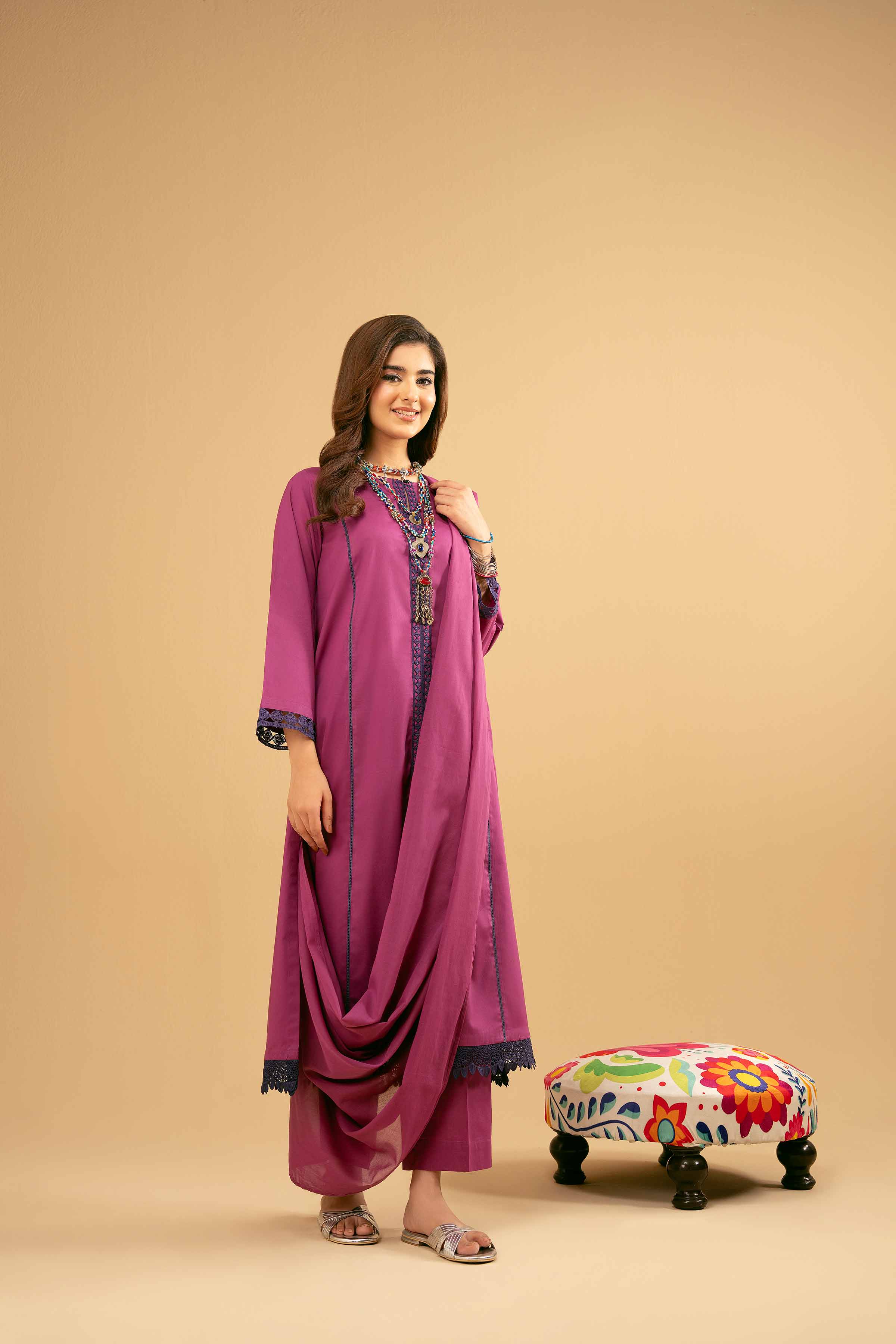 NishatUK - Purple Solids Cambric 3-piece ready to wear Suit