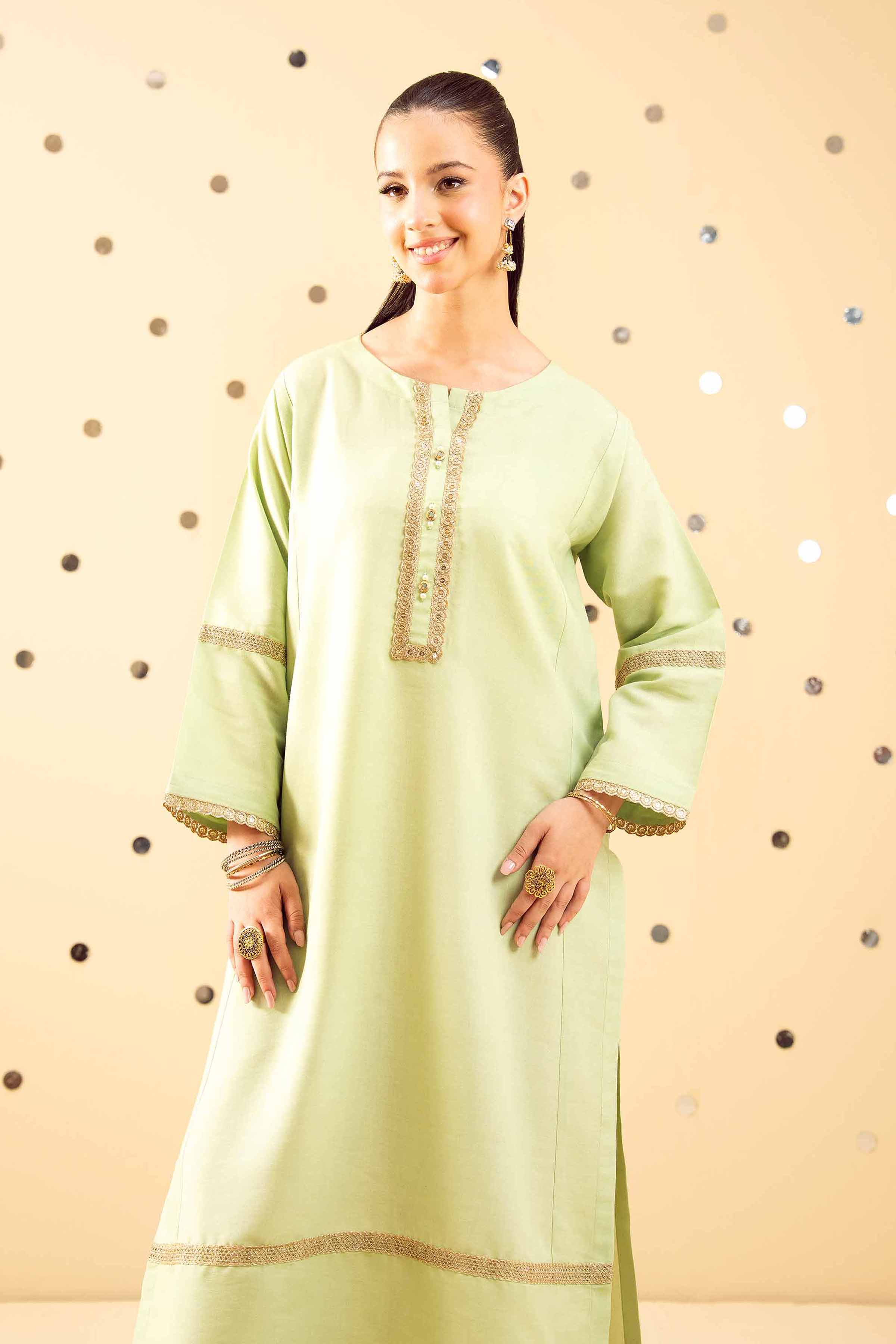 NishatUK - Green Solids Cotton 1-piece ready to wear Shirt