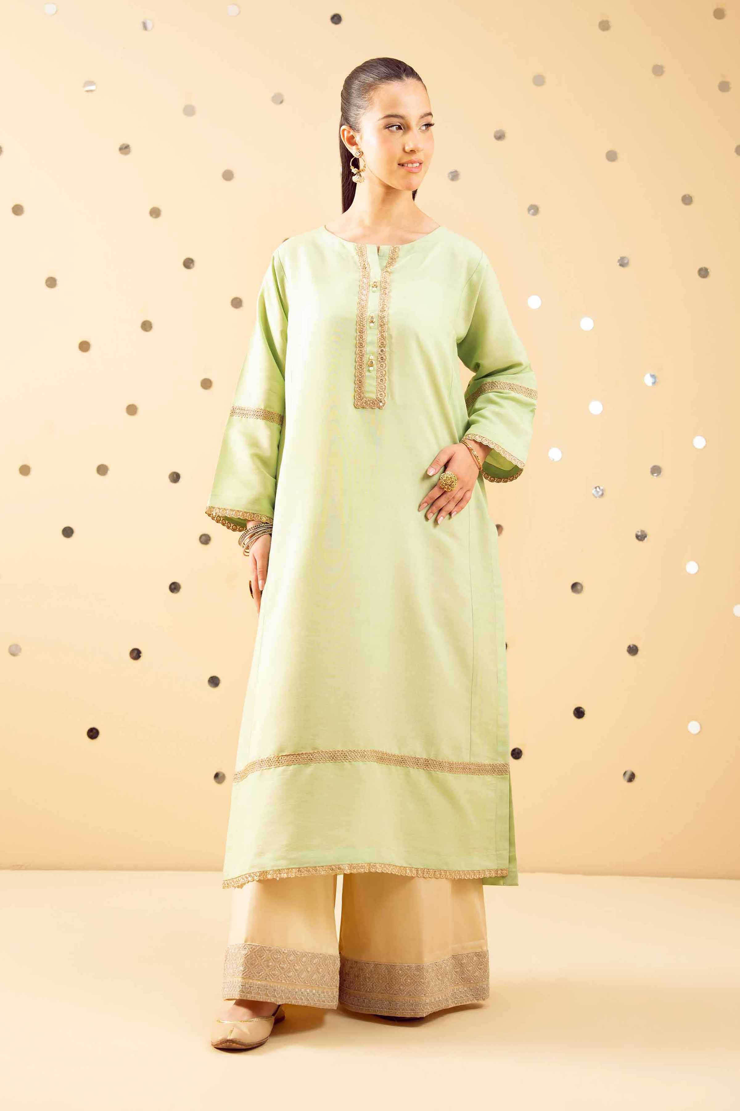 NishatUK - Green Solids Cotton 1-piece ready to wear Shirt