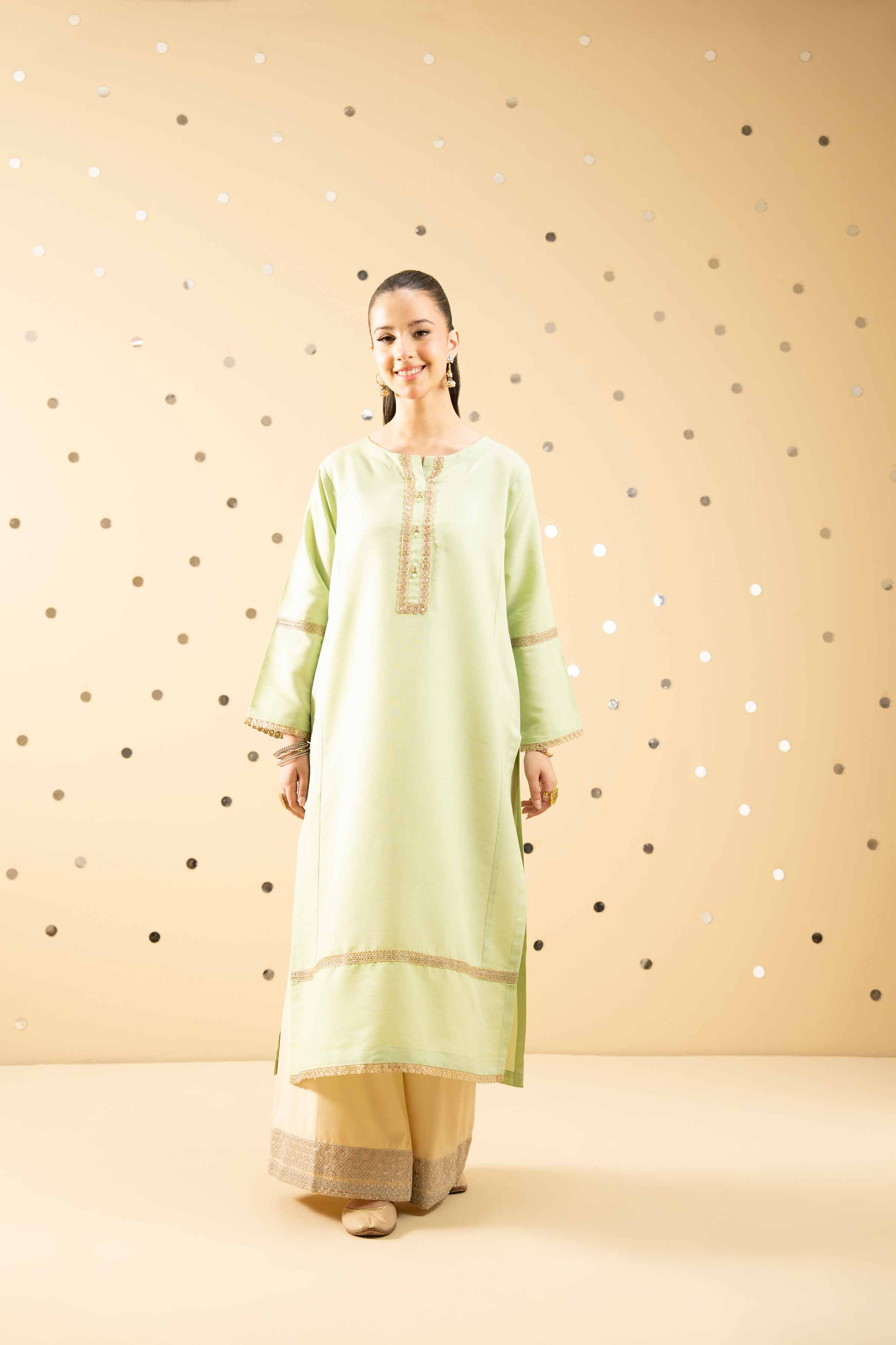 NishatUK - Green Solids Cotton 1-piece ready to wear Shirt