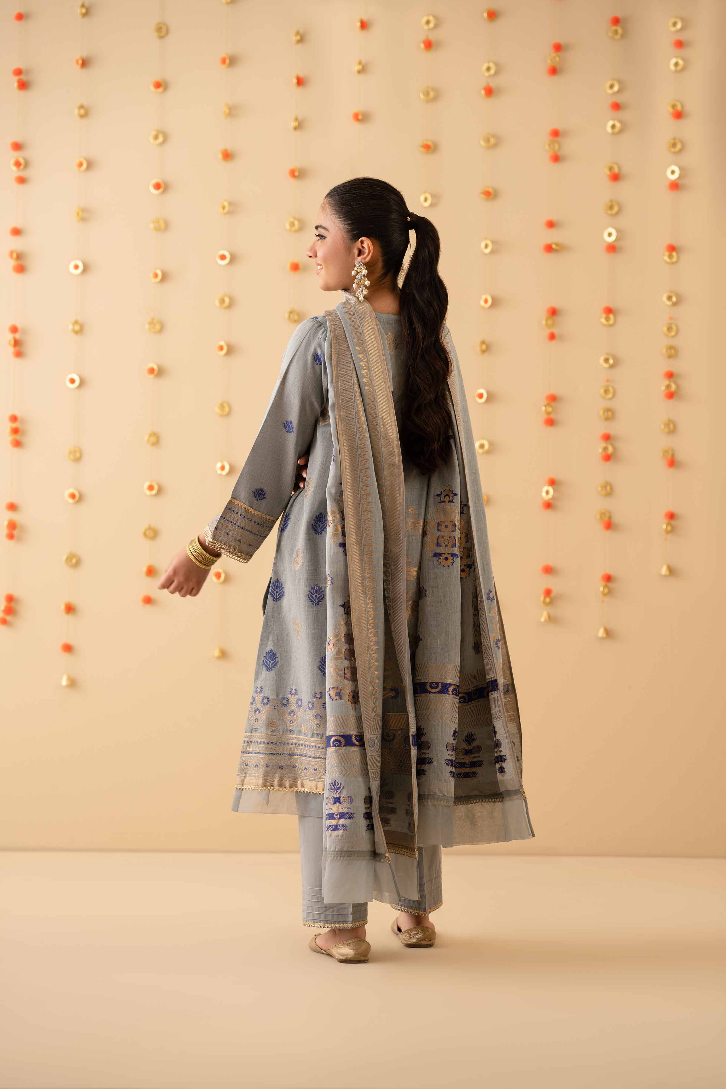 NishatUK - Grey Solids Jacquard 3-piece ready to wear Suit