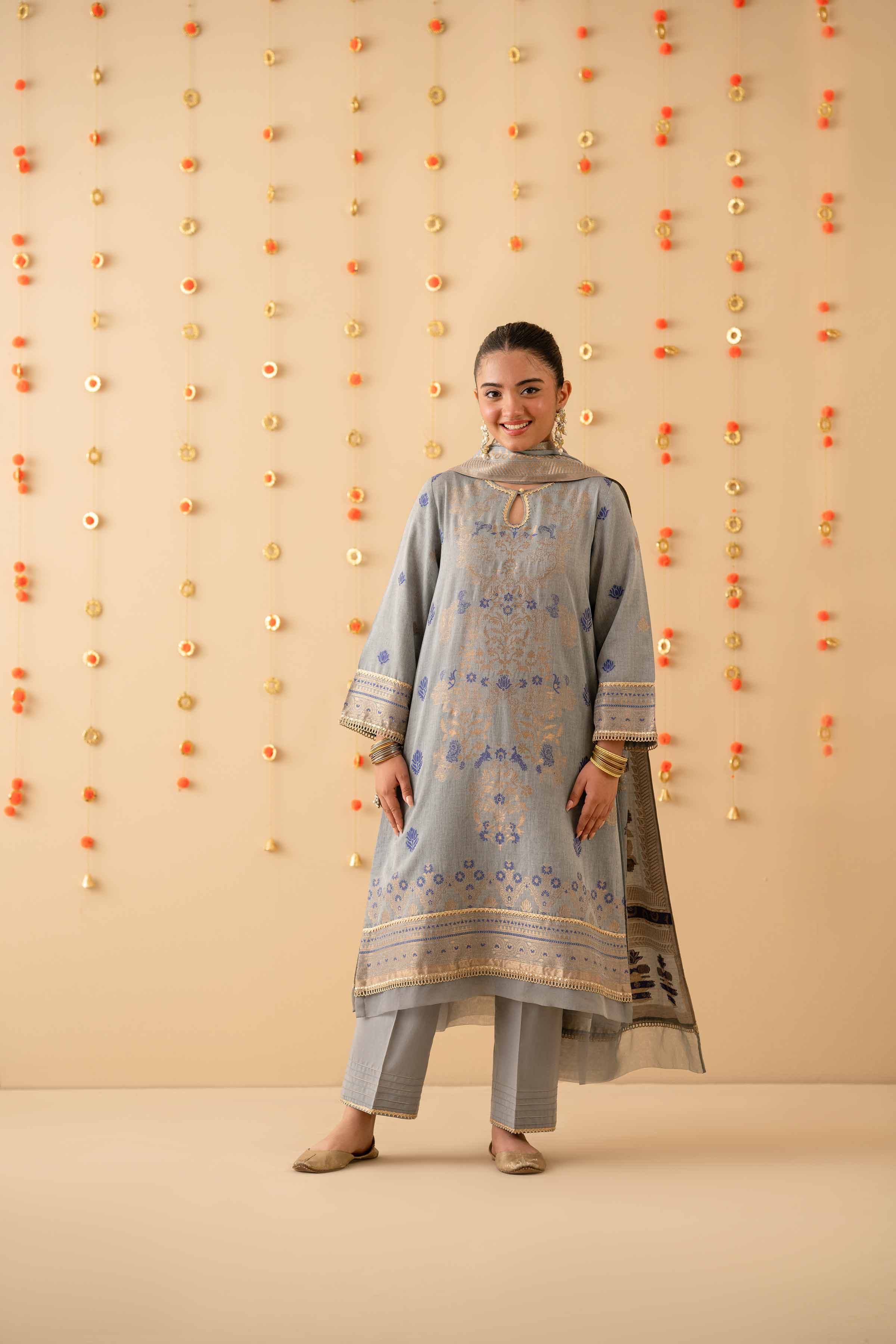 NishatUK - Grey Solids Jacquard 3-piece ready to wear Suit