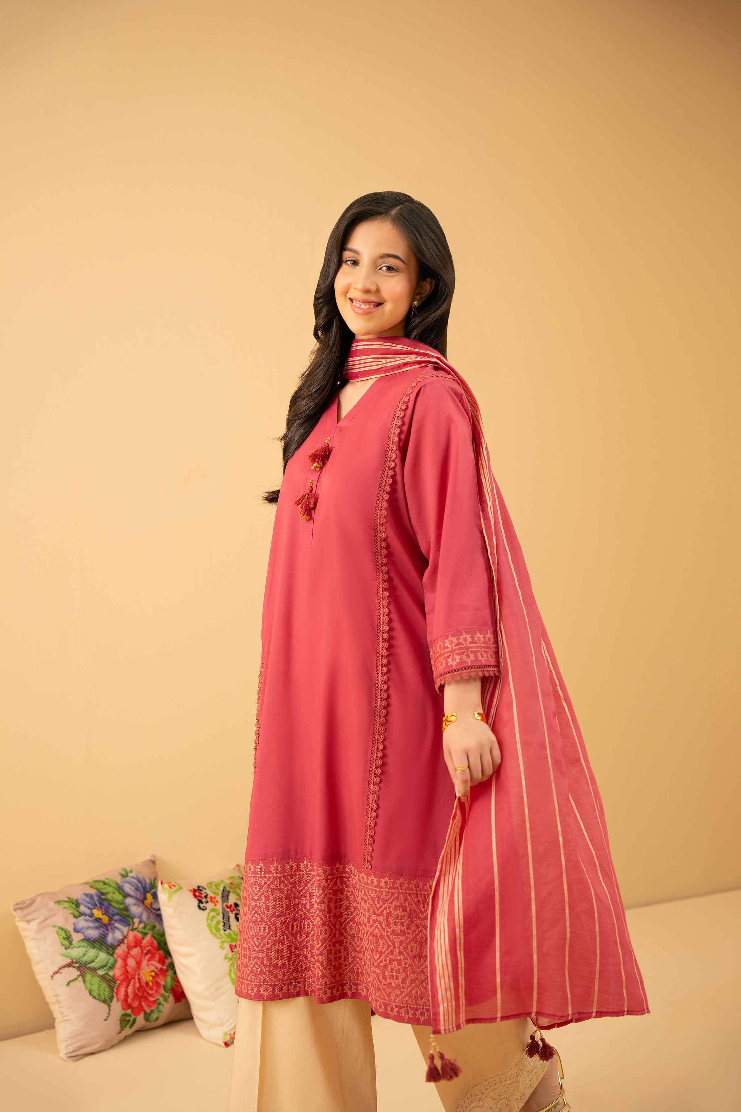 NishatUK - Pink Embroidered Cambric 2-piece ready to wear Dress