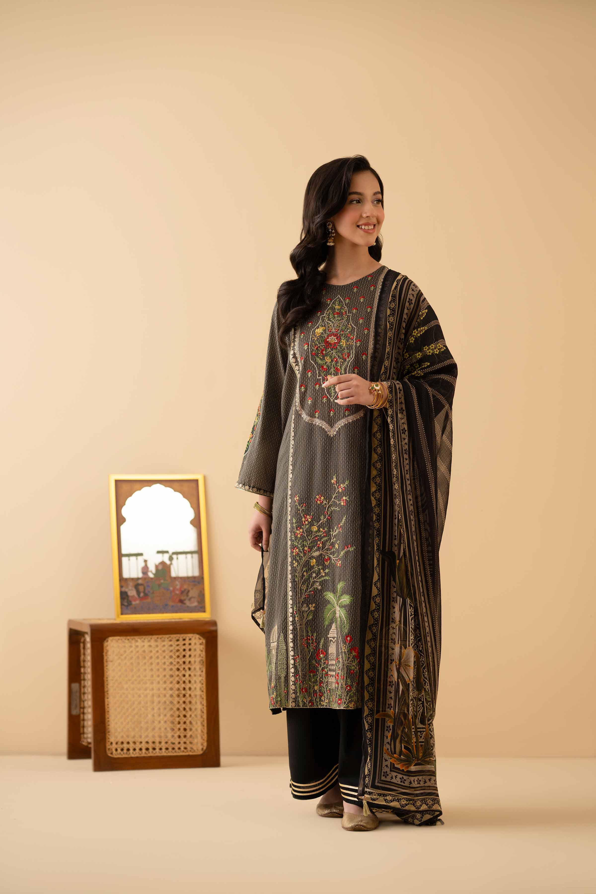 NishatUK - Grey Embroidered Lawn 2-piece ready to wear Dress