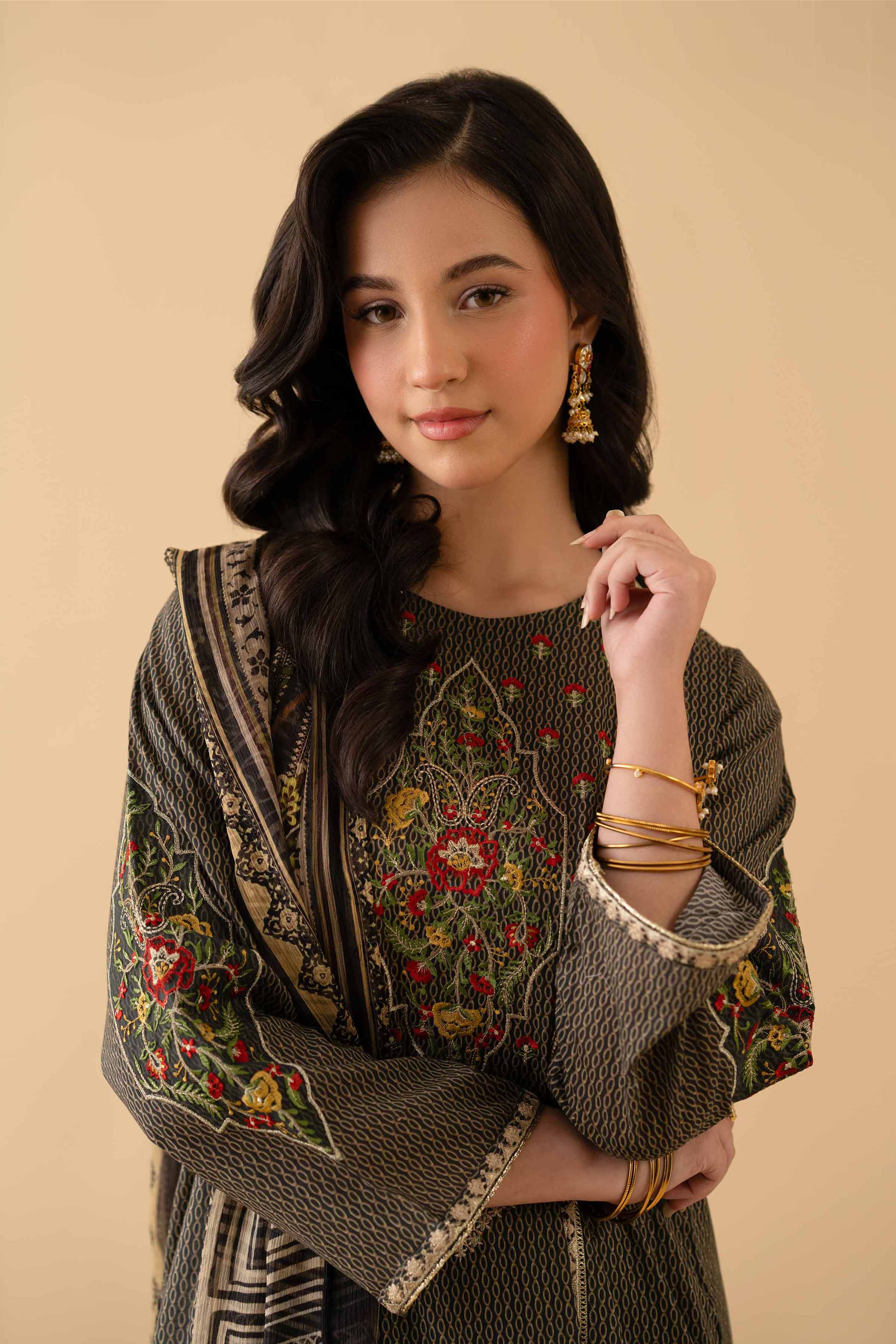 NishatUK - Grey Embroidered Lawn 2-piece ready to wear Dress