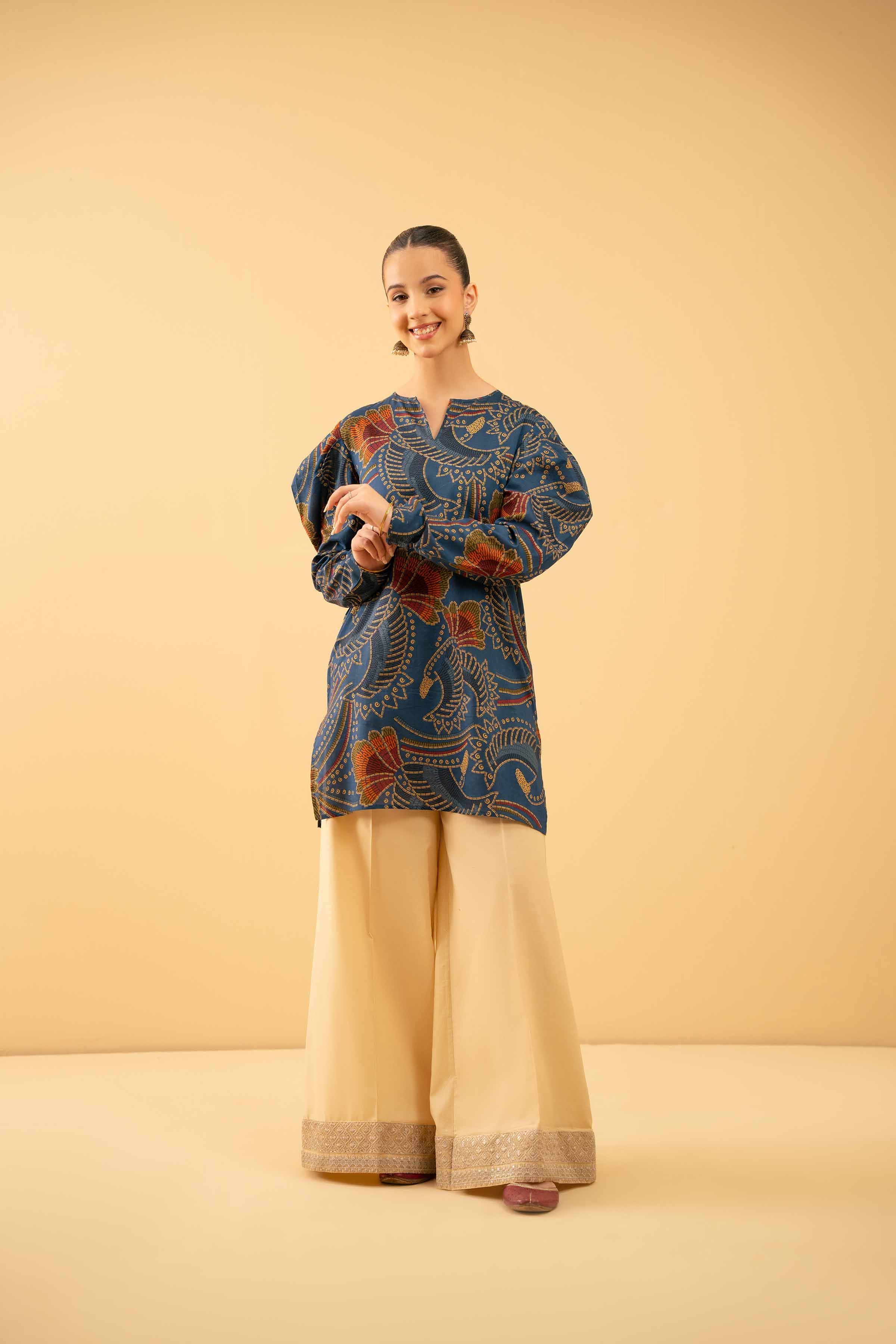 NishatUK - Blue Printed Lawn 1-piece ready to wear Tunic
