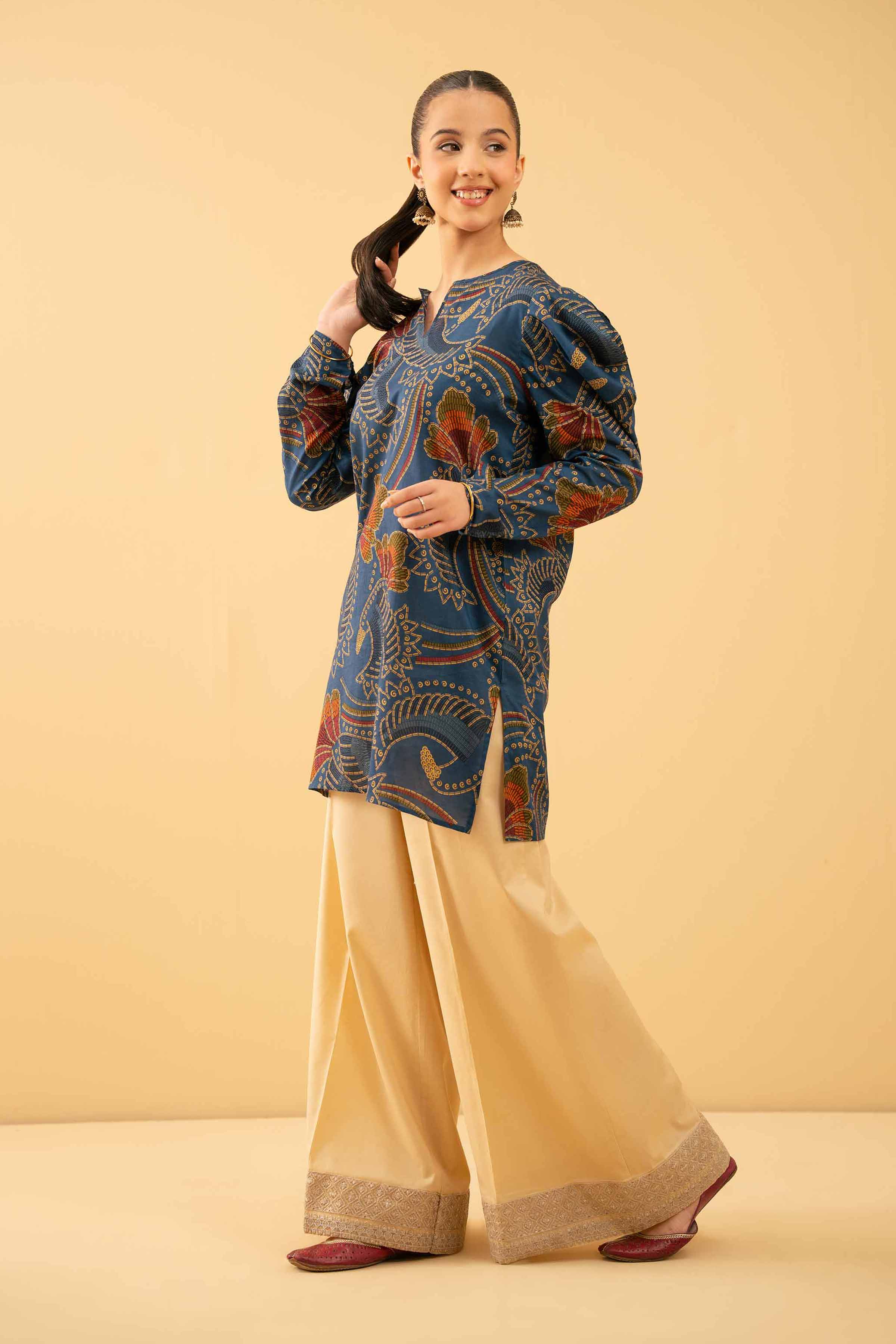 NishatUK - Blue Printed Lawn 1-piece ready to wear Tunic