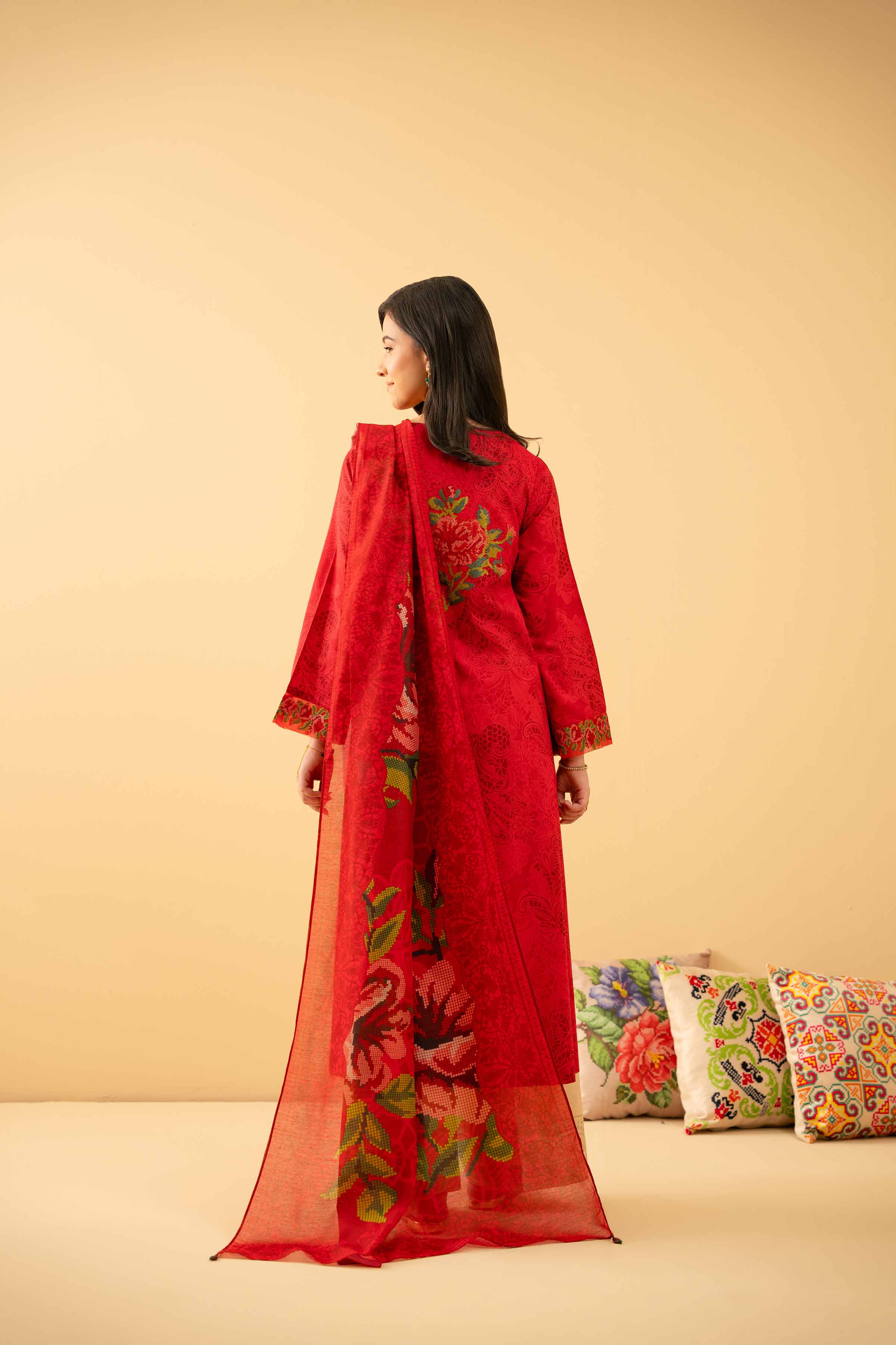 NishatUK - Red Embroidered Lawn 2-piece ready to wear Dress