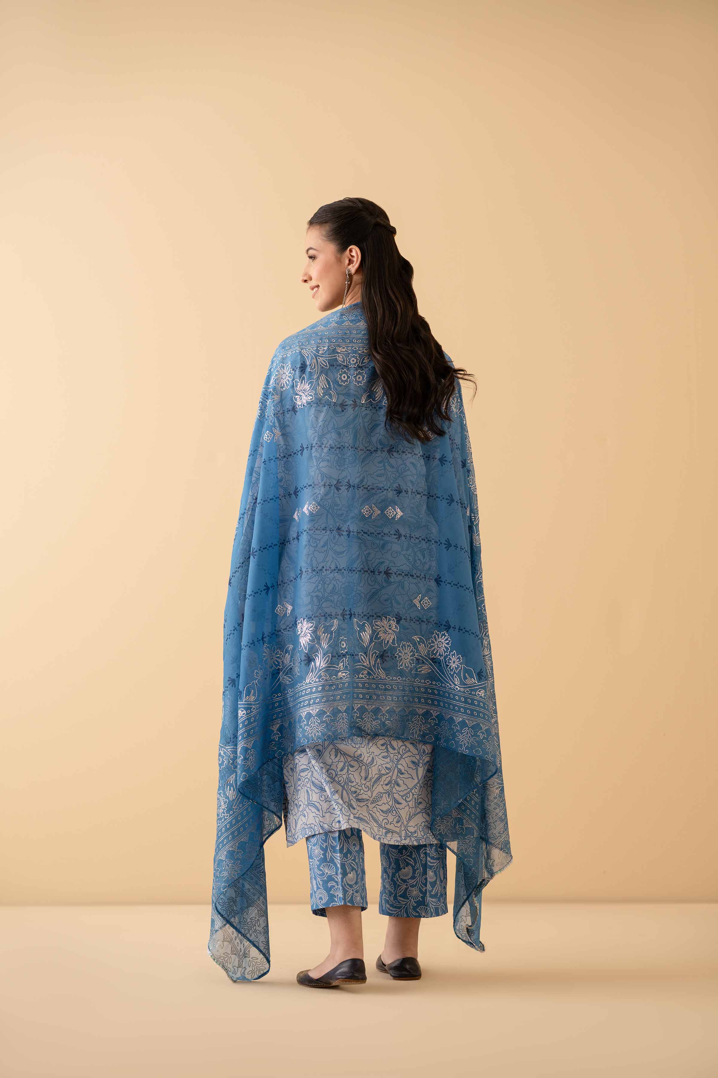 NishatUK - Blue Embroidered Lawn 3-piece ready to wear Suit