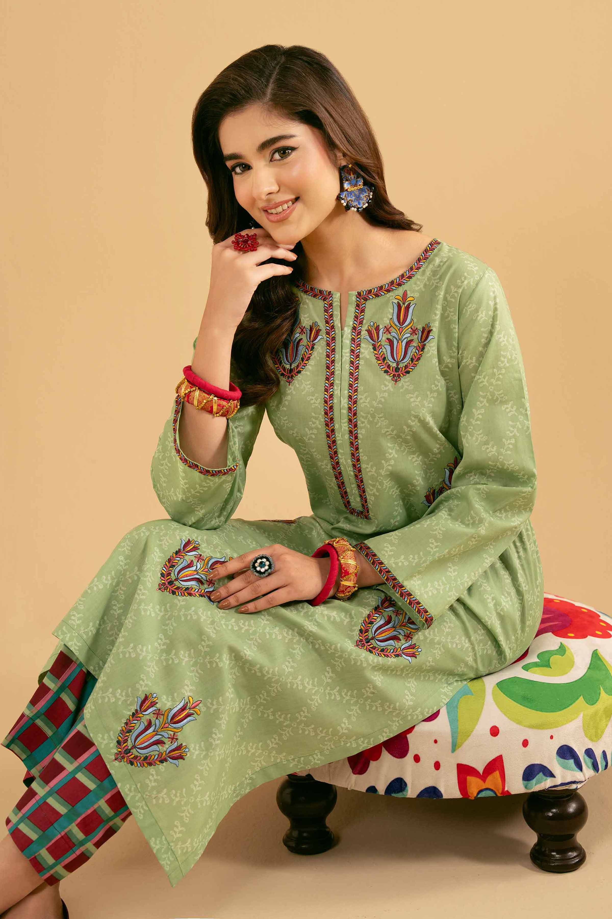 NishatUK - Green Embroidered Jacquard 2-piece ready to wear Dress