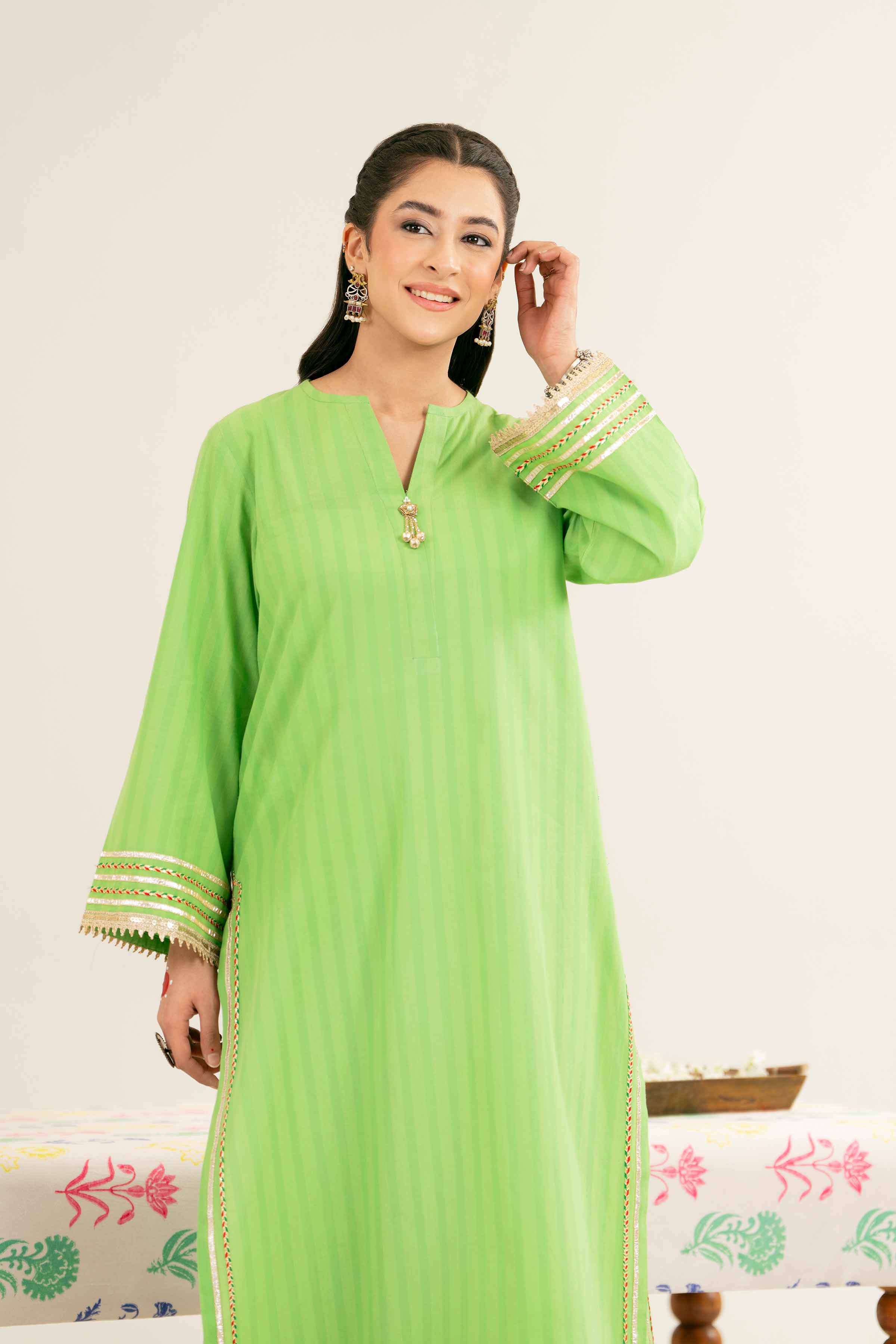 NishatUK - Green Solids Jacquard 1-piece ready to wear Shirt