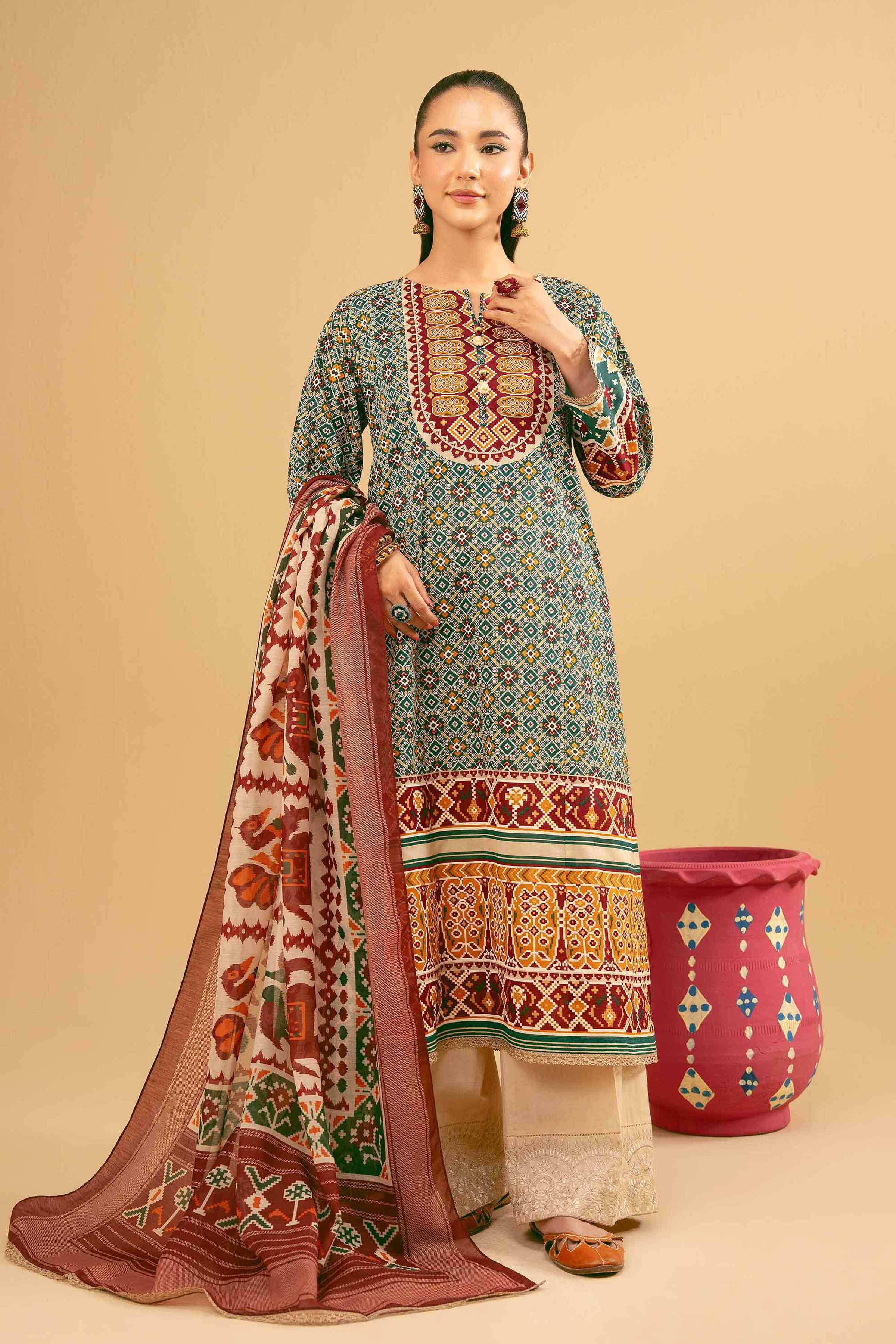 Nishat UK - Green Printed Lawn 2 Pieces ready to wear Dress