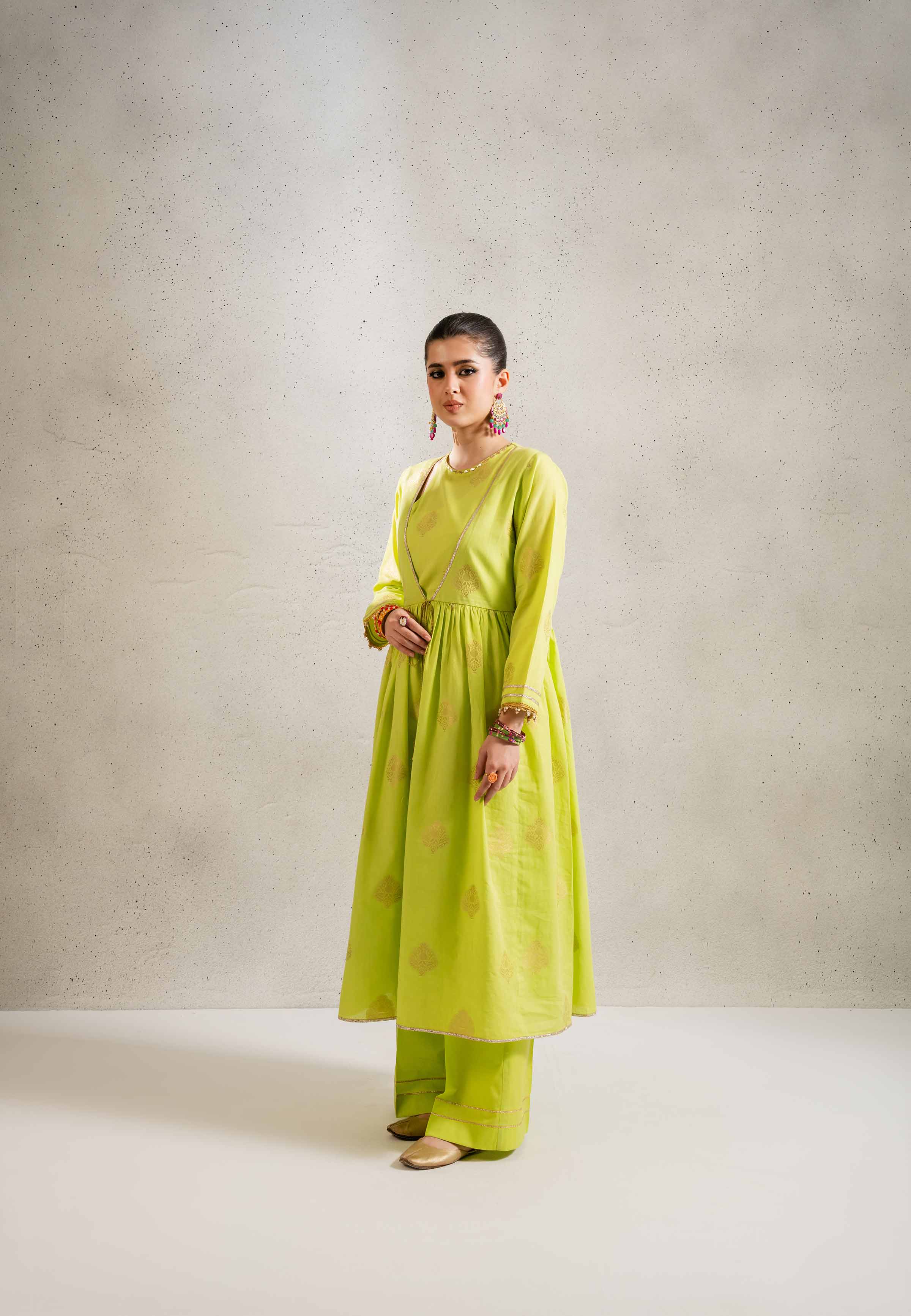 NishatUK - Parrot Green Solids Jacquard 2-piece ready to wear Dress