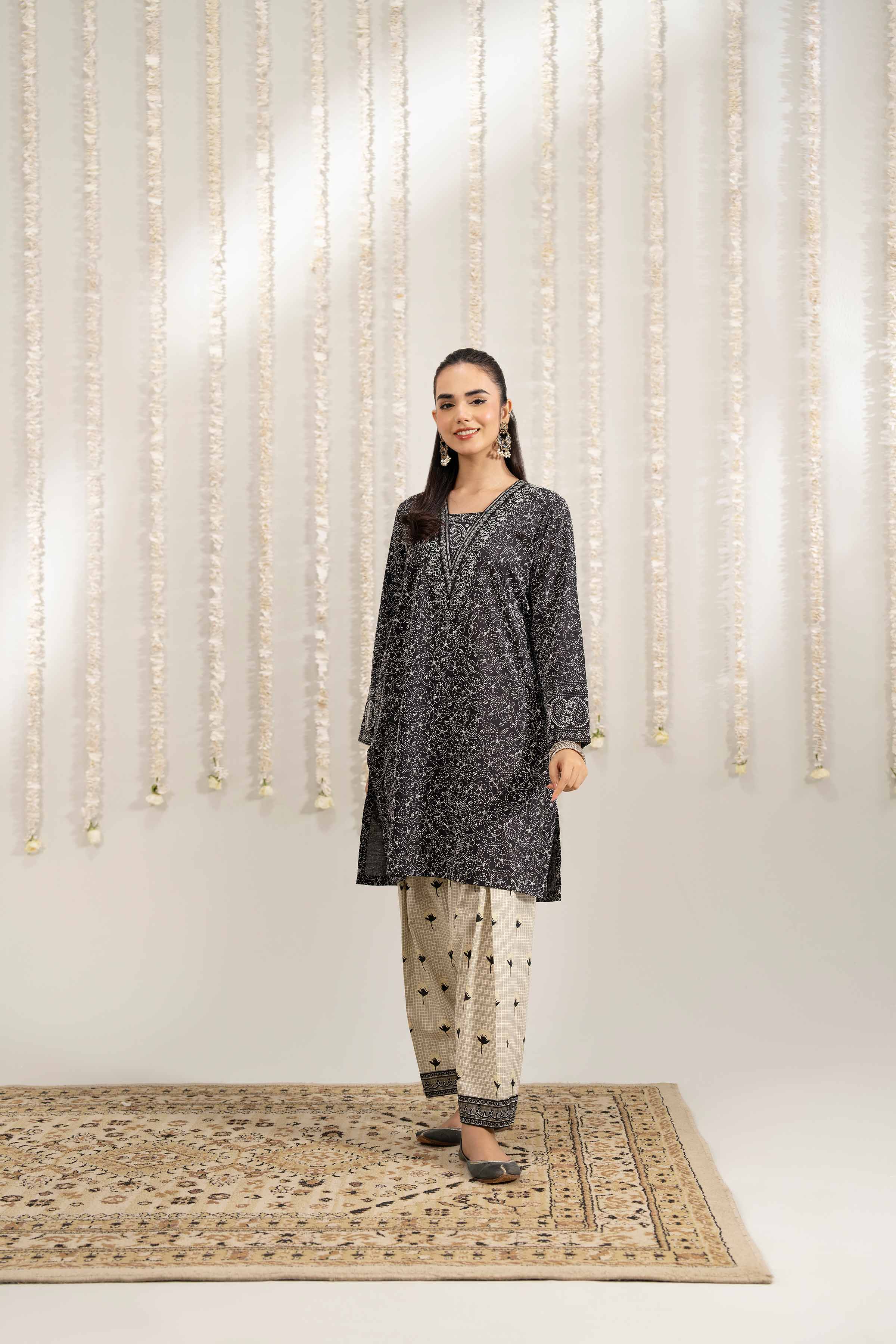 NishatUK - Black Embroidered Jacquard 2-piece ready to wear Dress