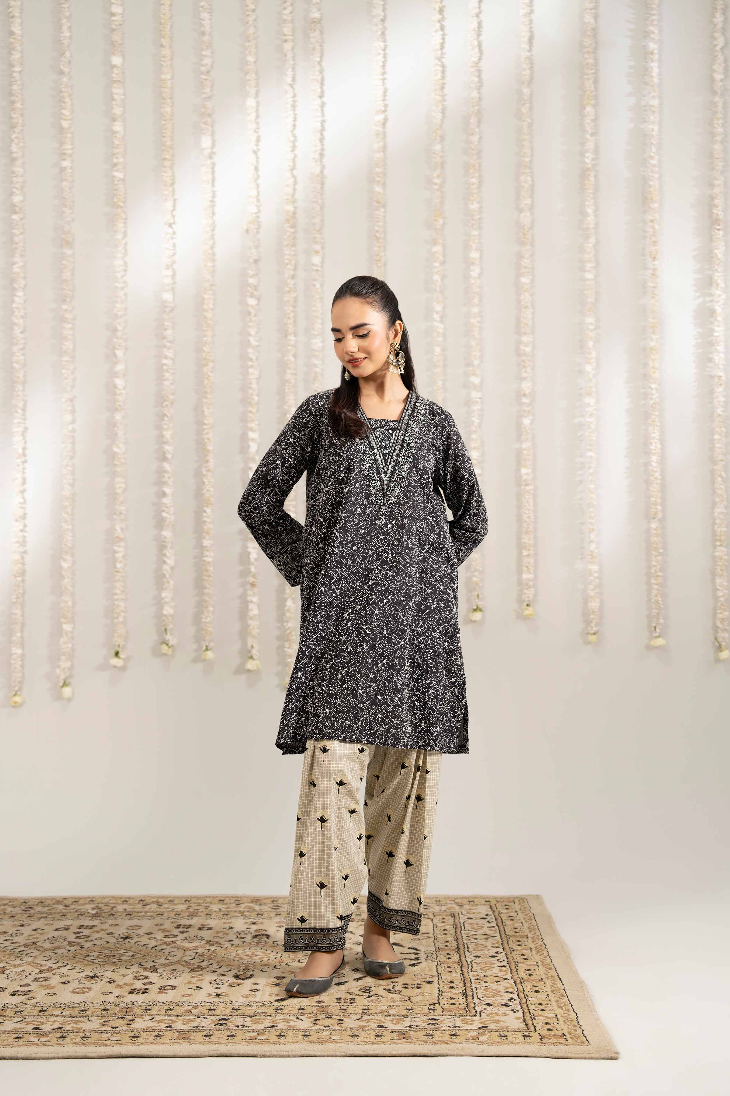 NishatUK - Black Embroidered Jacquard 2-piece ready to wear Dress