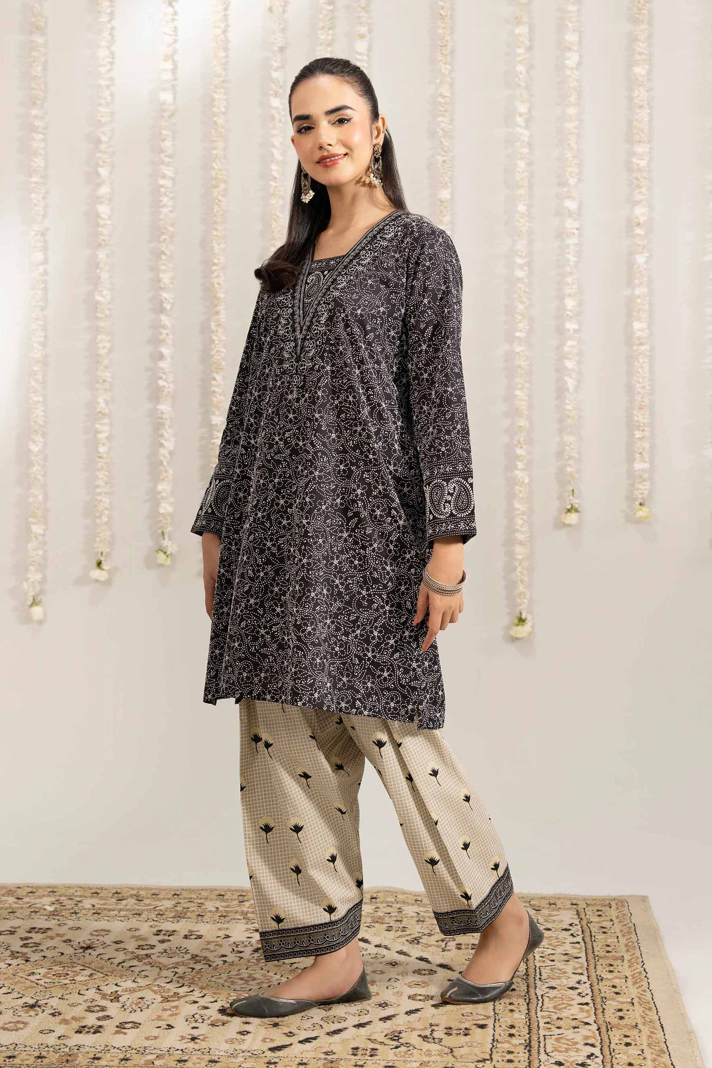 NishatUK - Black Embroidered Jacquard 2-piece ready to wear Dress