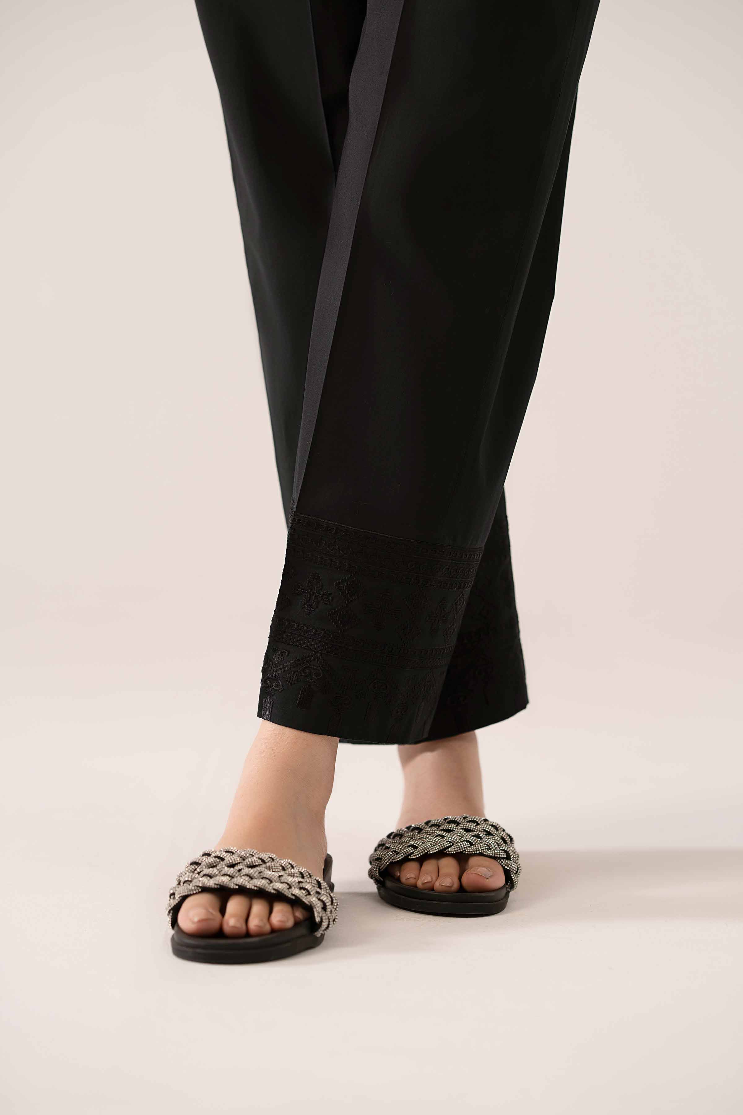 NishatUK - Black Embroidered Cambric 1-piece ready to wear Trouser