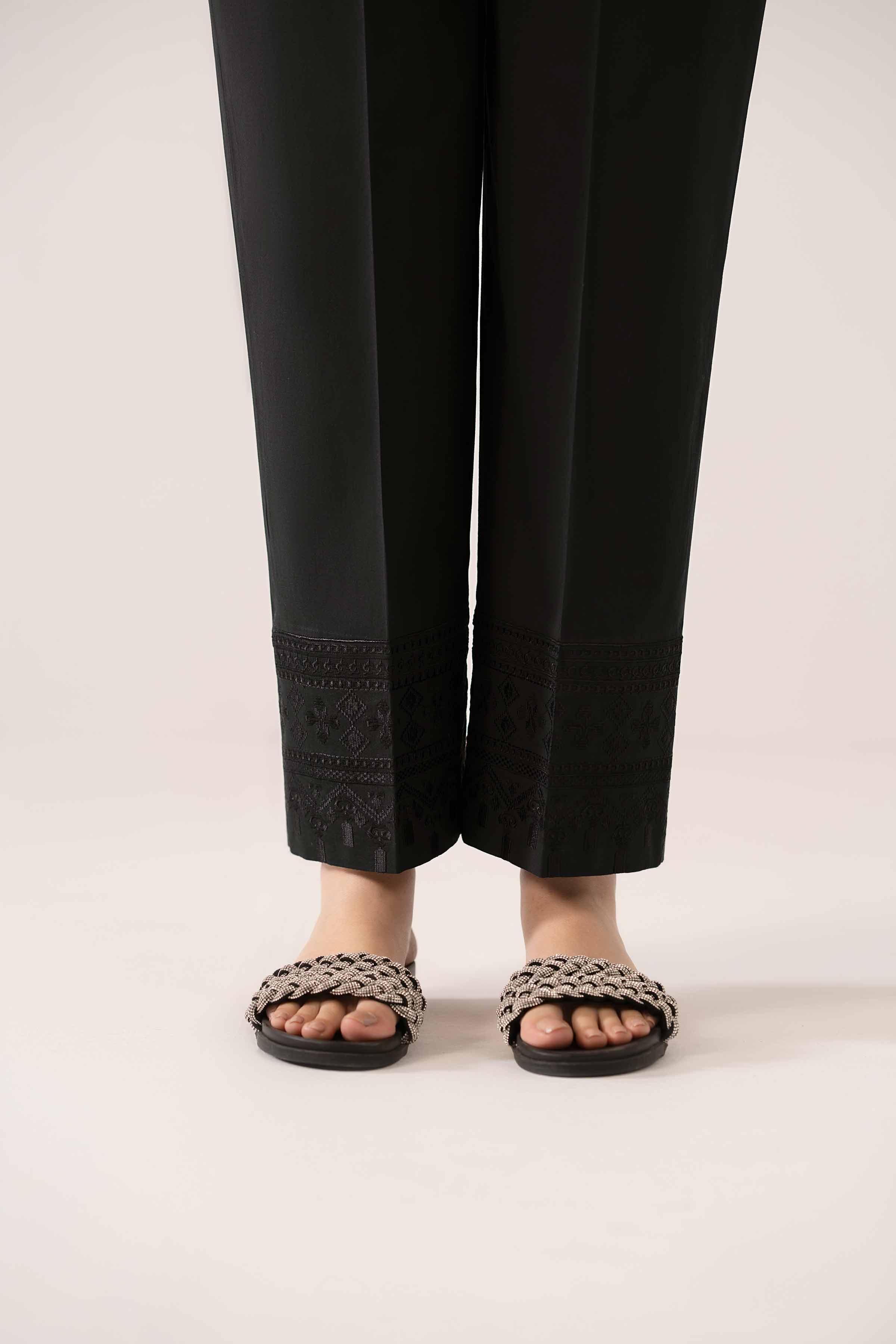 NishatUK - Black Embroidered Cambric 1-piece ready to wear Trouser