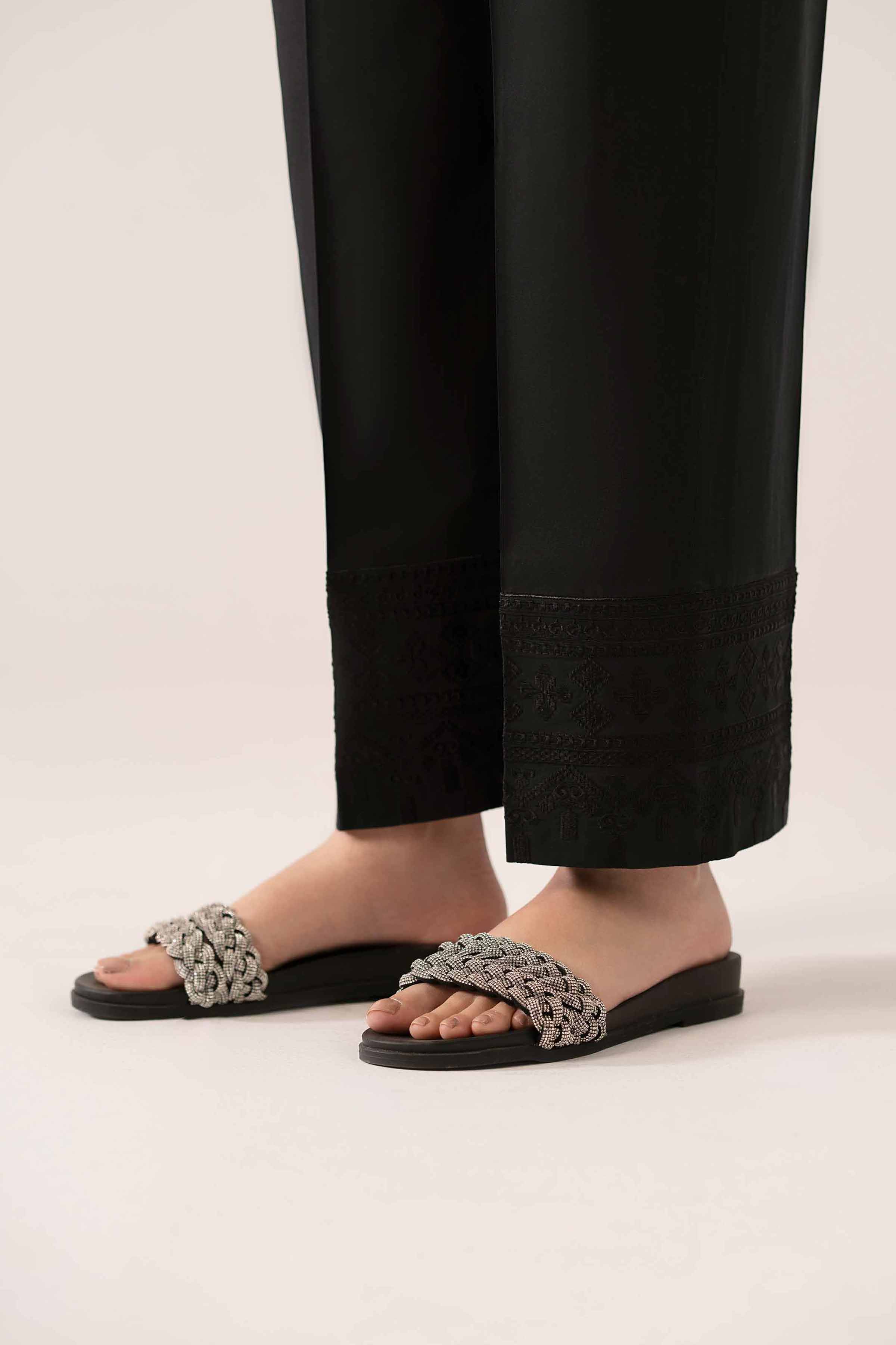 NishatUK - Black Embroidered Cambric 1-piece ready to wear Trouser