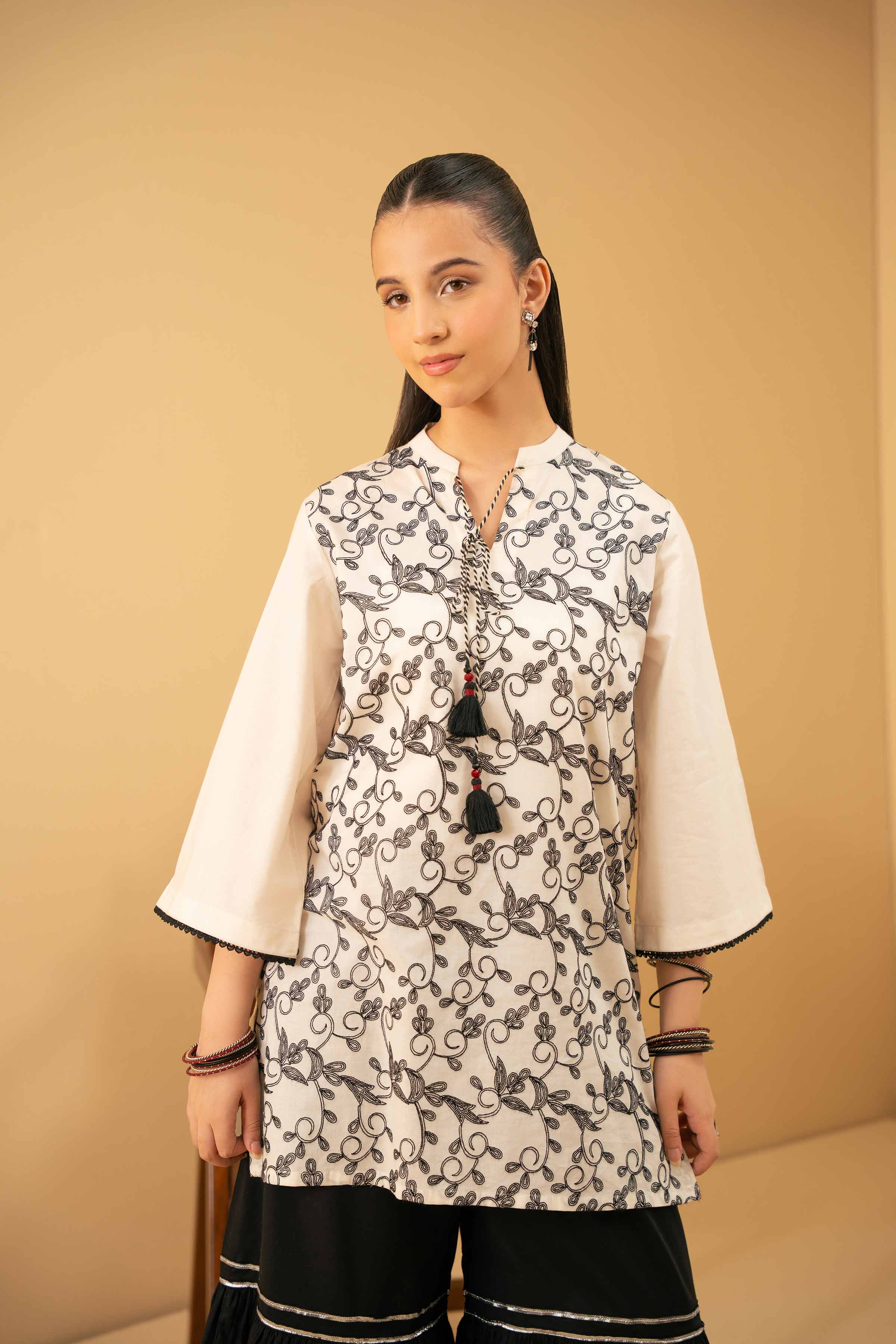 Nishat UK - White Embroidered Cambric 1 Piece ready to wear tunic