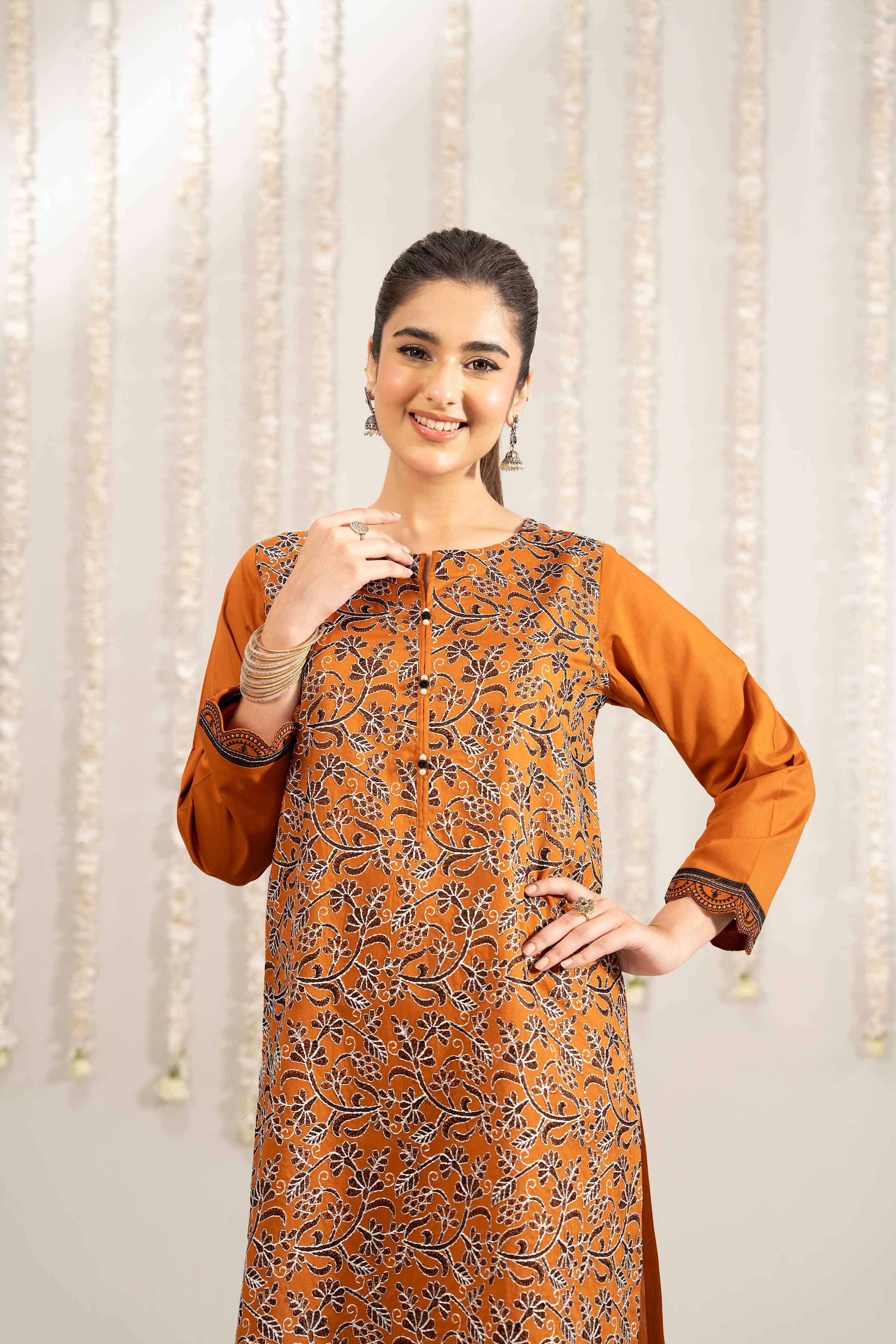 NishatUK - Mustard Embroidered Cambric 1-piece ready to wear Shirt