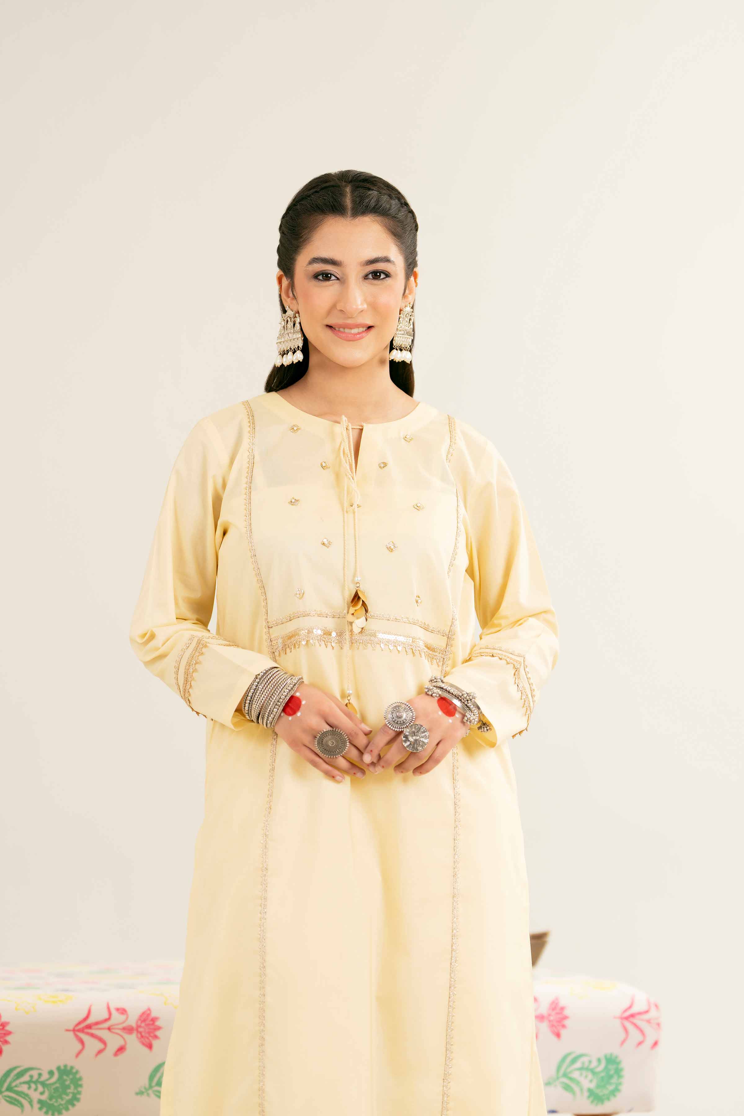 NishatUK - Yellow Solids Cambric 2-piece ready to wear Dress